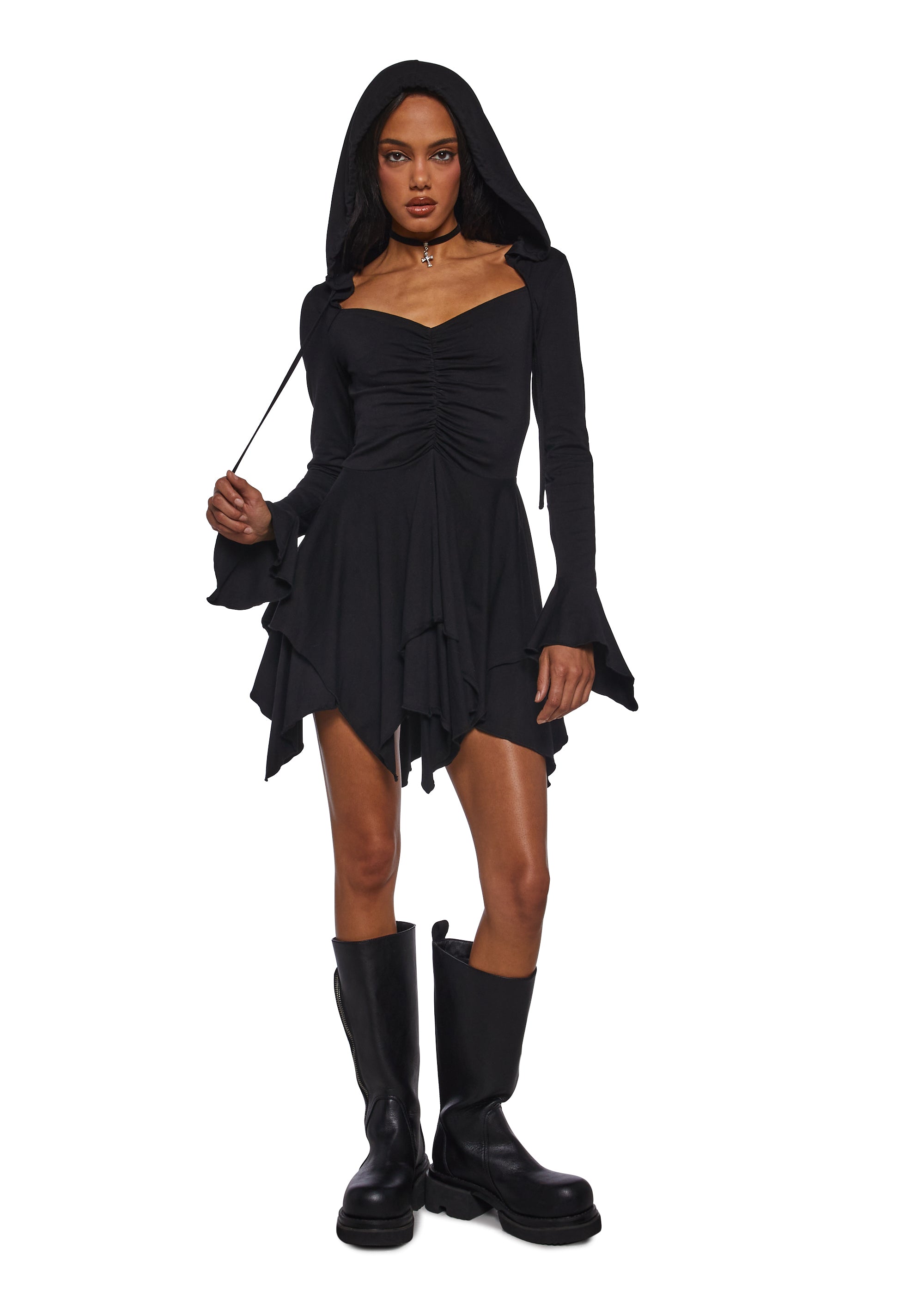 F Is For Fairies® Hooded Mini Dress - Black - Image 2