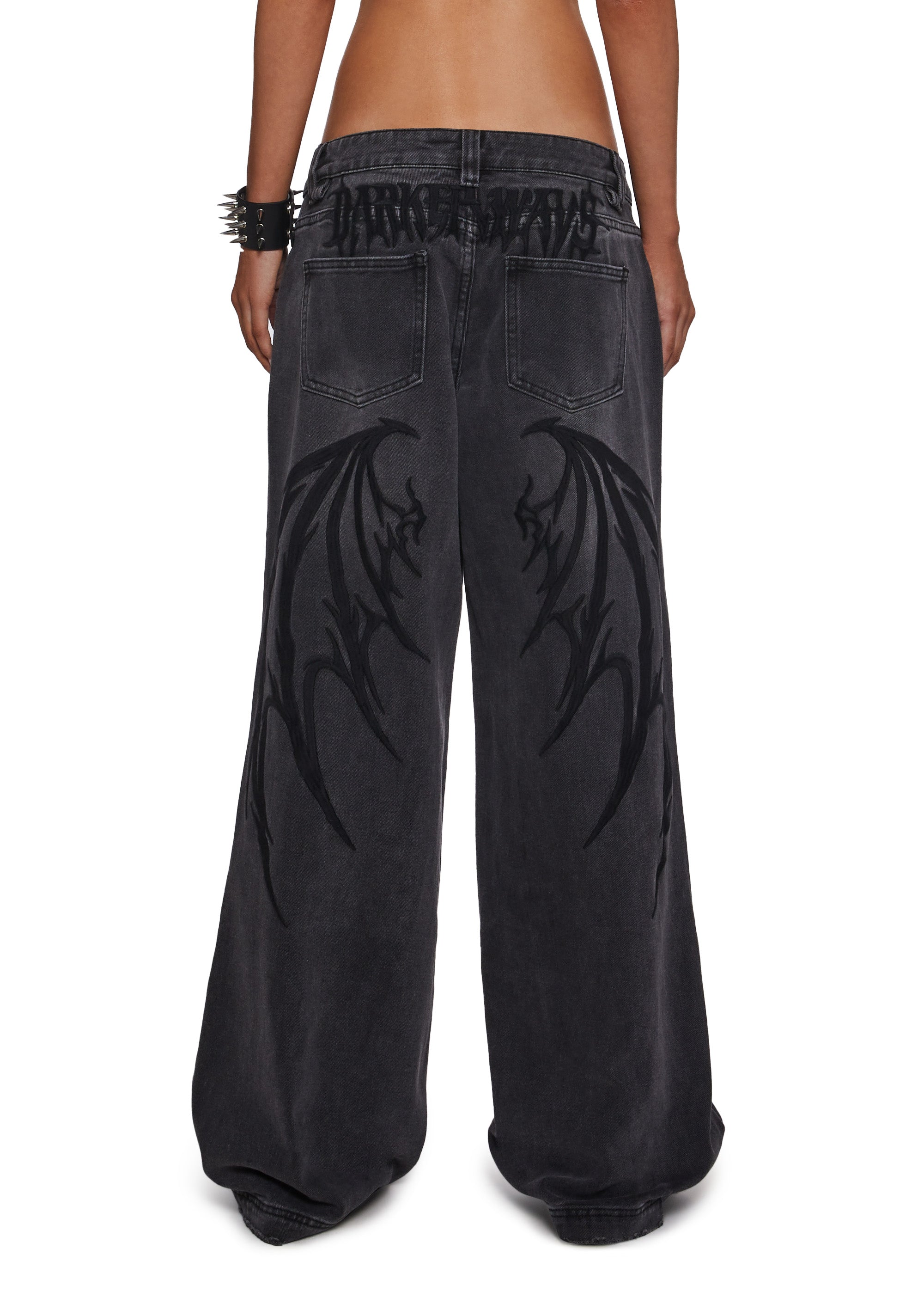 Outro Embroidered Wide Leg Jeans - Image 3