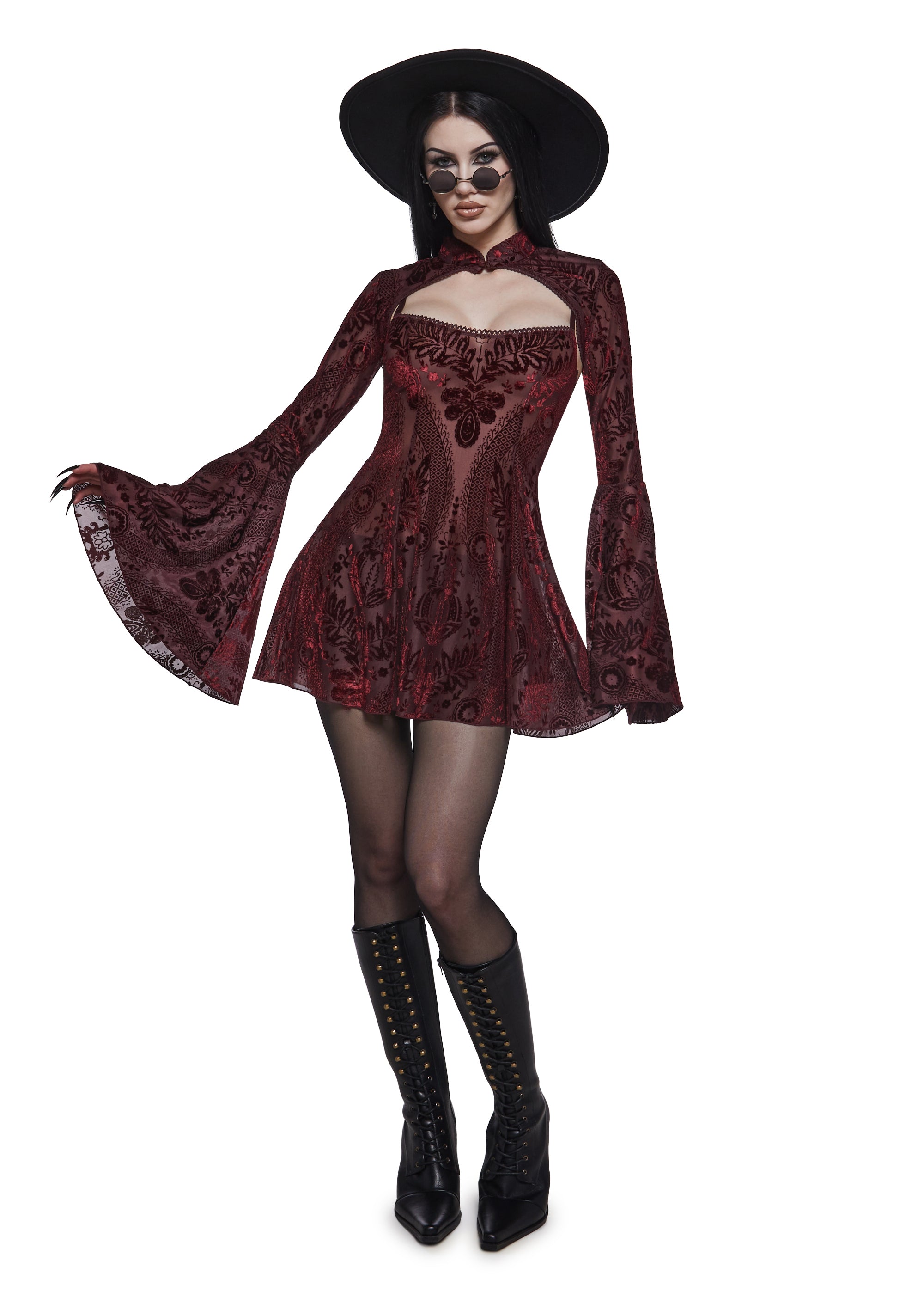 Druid’S Sister Mini Dress And Shrug Set - Wine - Image 7