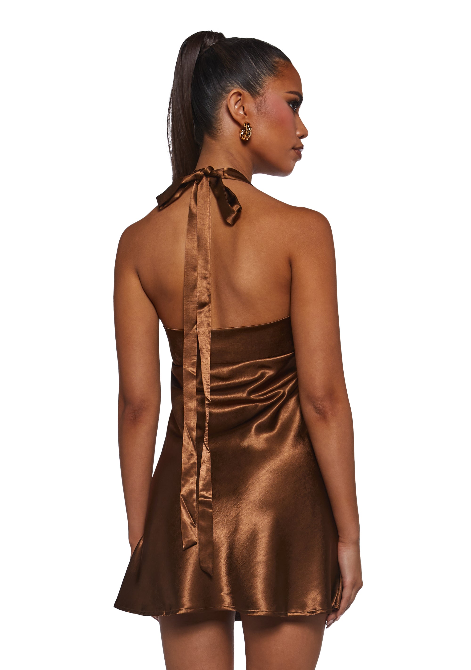 House Party Halter Dress - Brown - Image 4