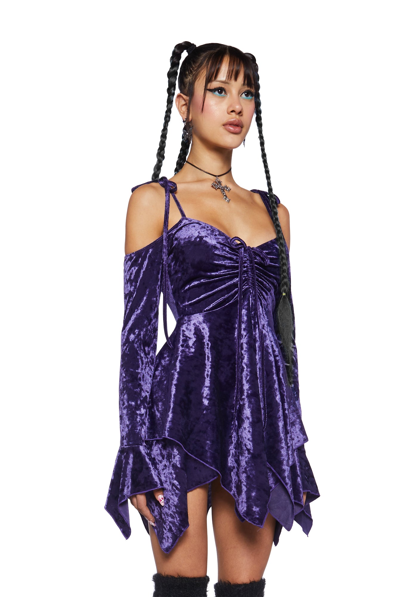 F Is For Fairies Handkerchief Dress - Purple Velvet - Image 3