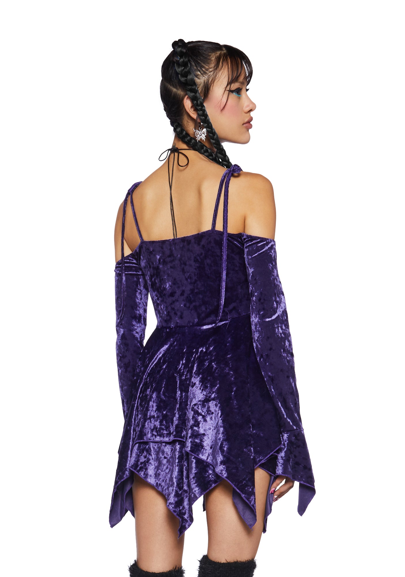 F Is For Fairies Handkerchief Dress - Purple Velvet - Image 4