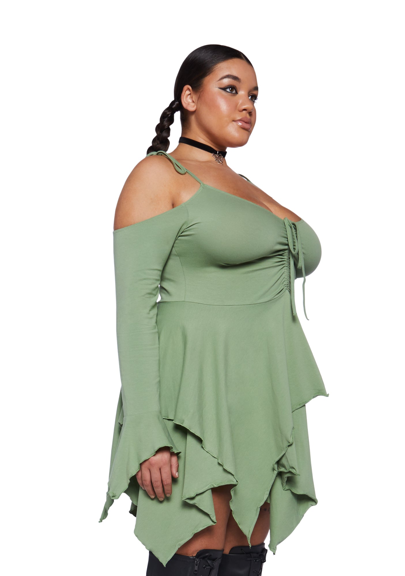 Plus F Is For Fairies Handkerchief Dress - Sage - Image 4