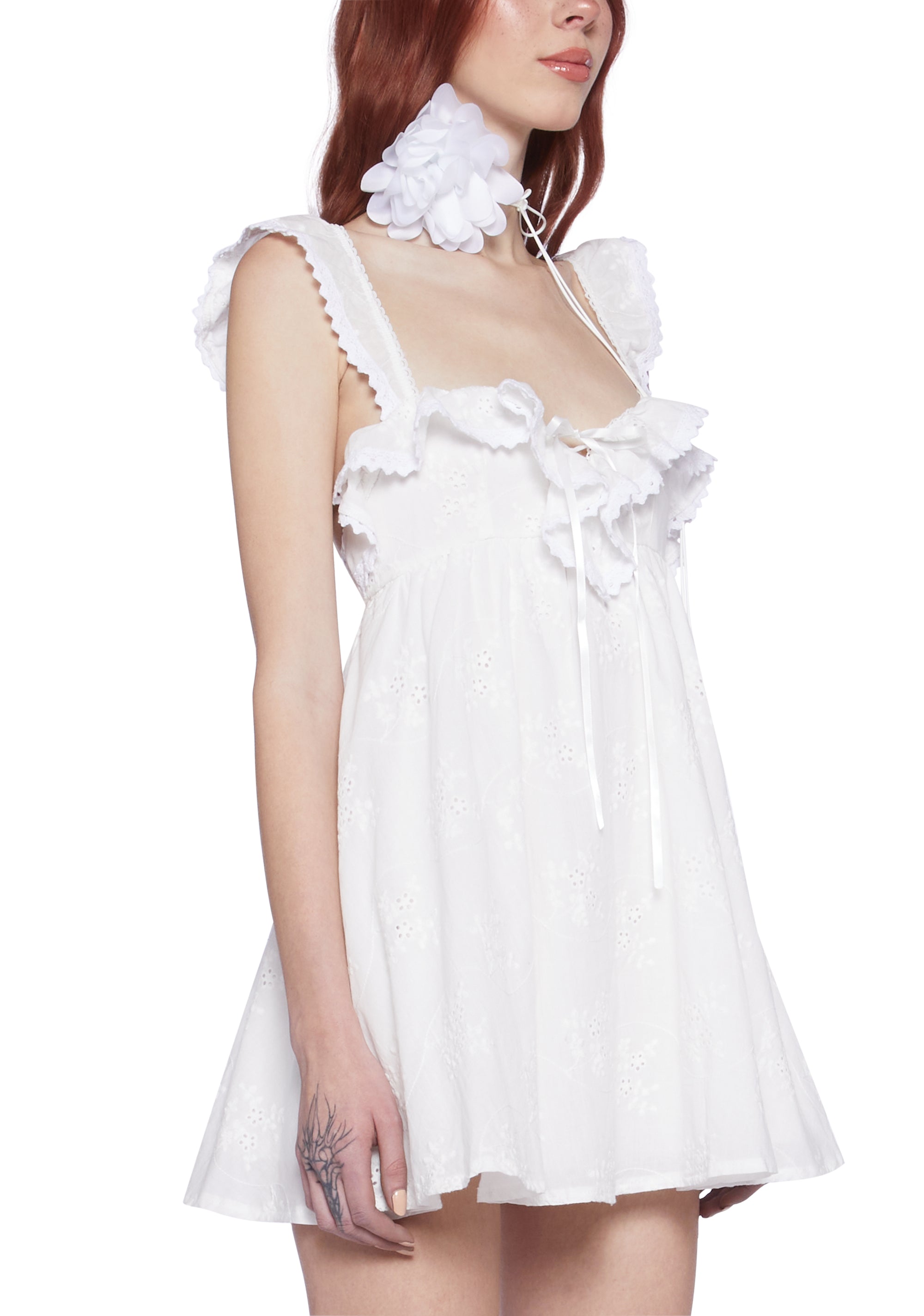 Sunset Stroll Babydoll Dress - White - Image 5