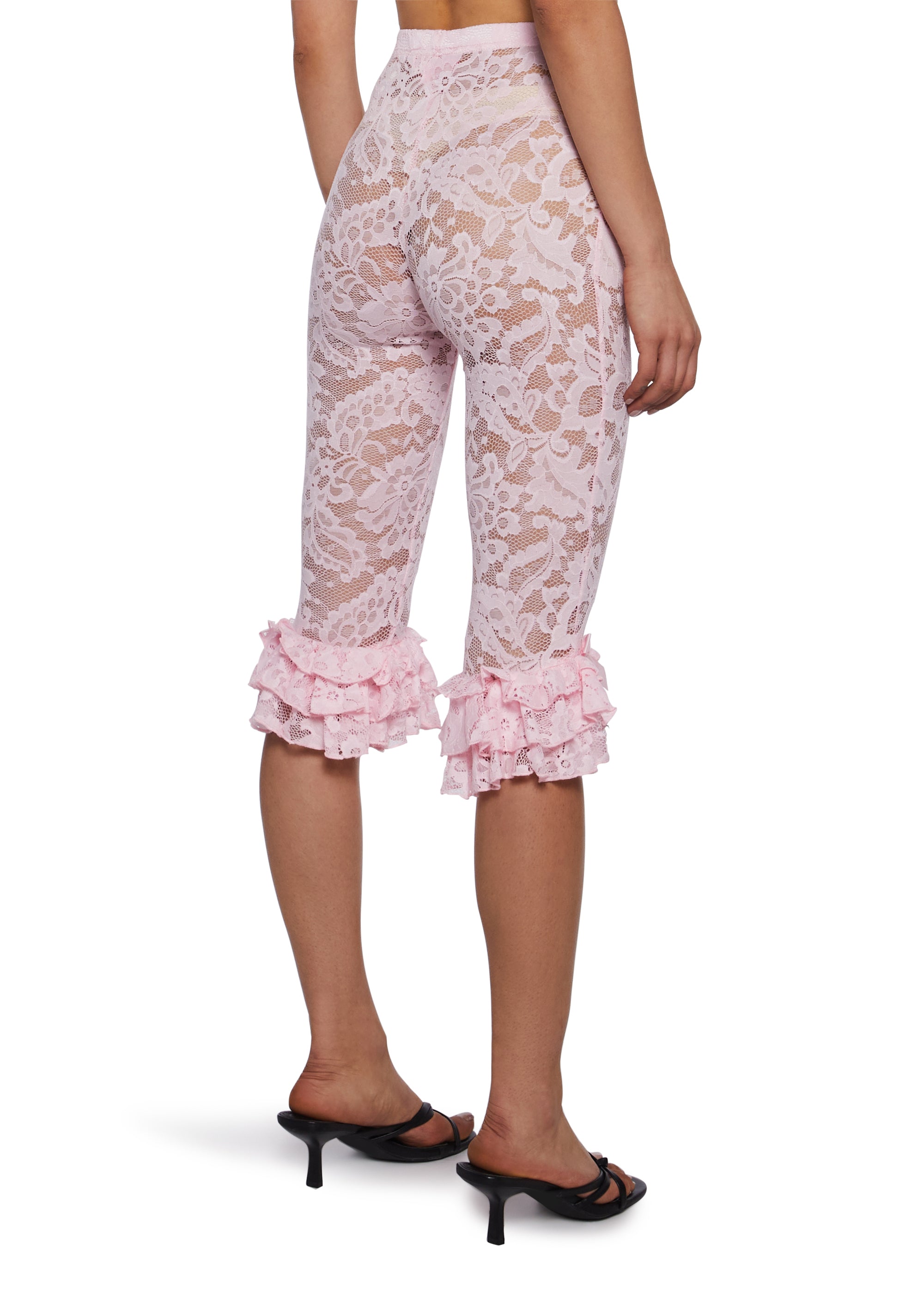 Daring Love Lace Capri Pants - Pink - Image 4