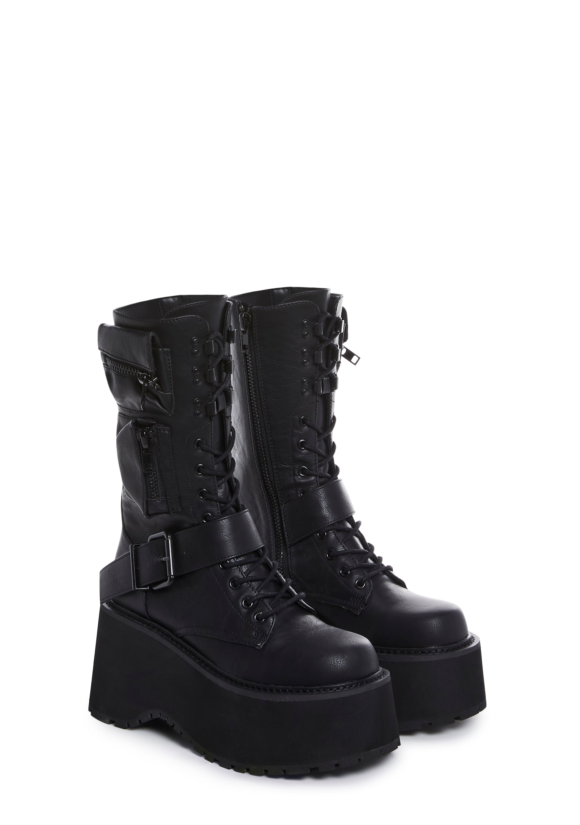 Obsidian Platform Zip-Up Boots - Black - Image 4