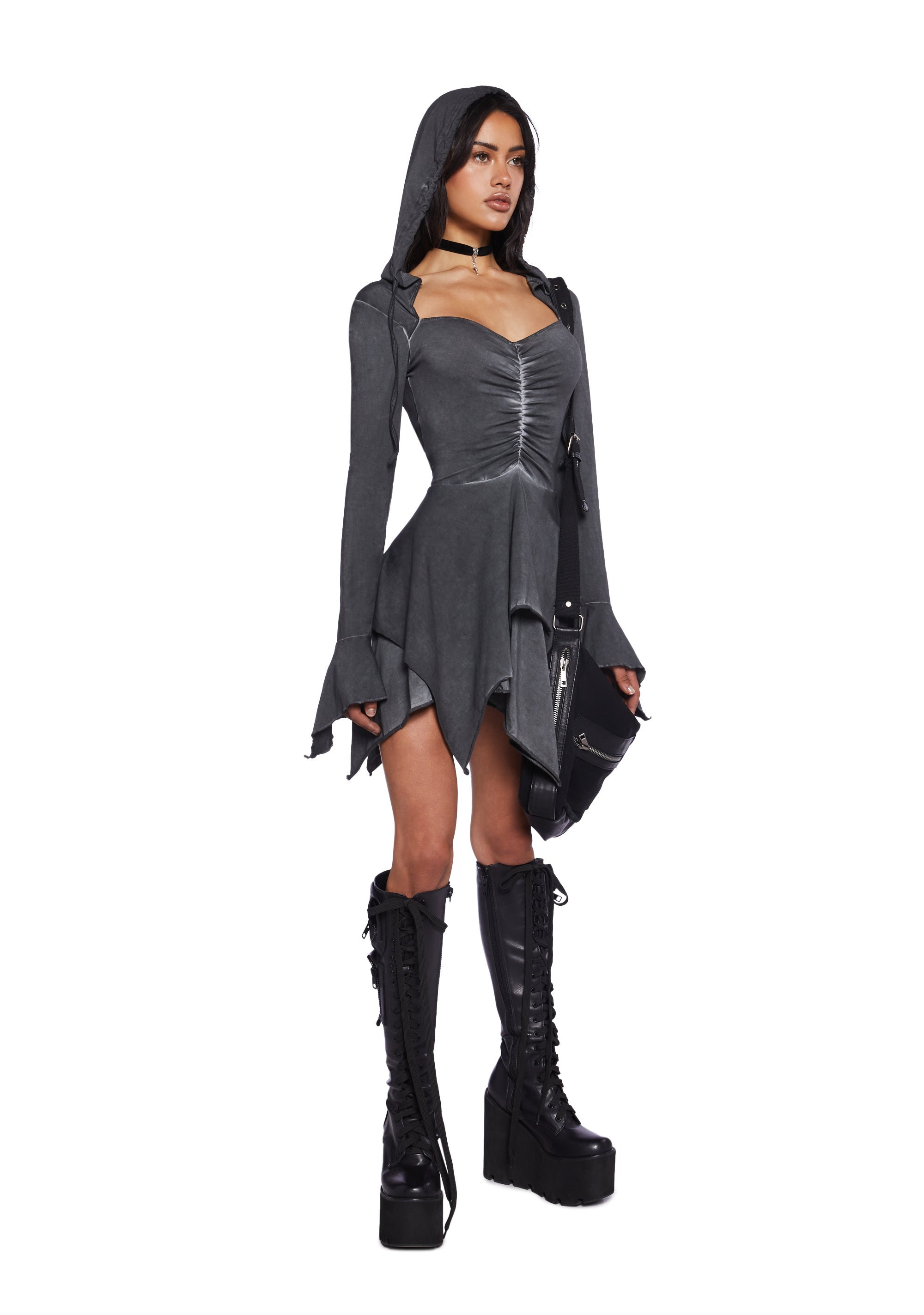 F Is For Fairies® Hooded Mini Dress - Gray - Image 2