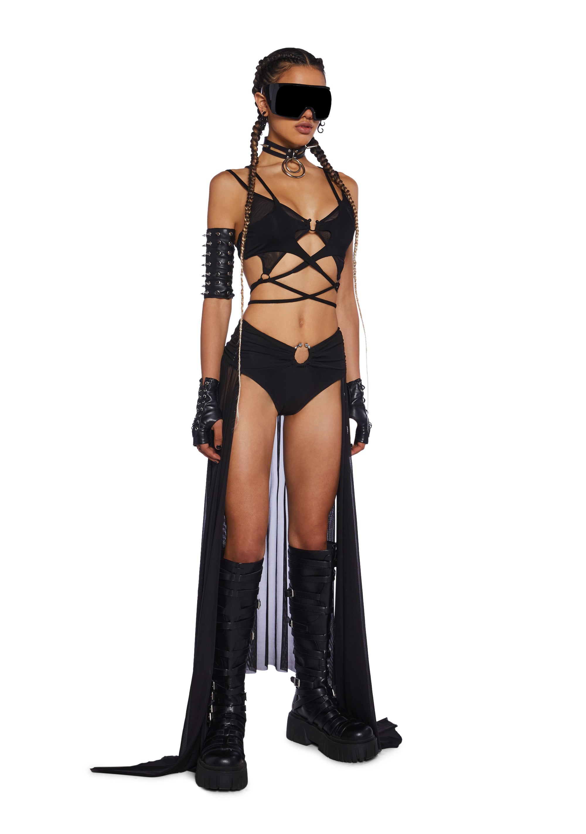 Heaven's Cataract Mesh Train Shorts - Black - Image 7