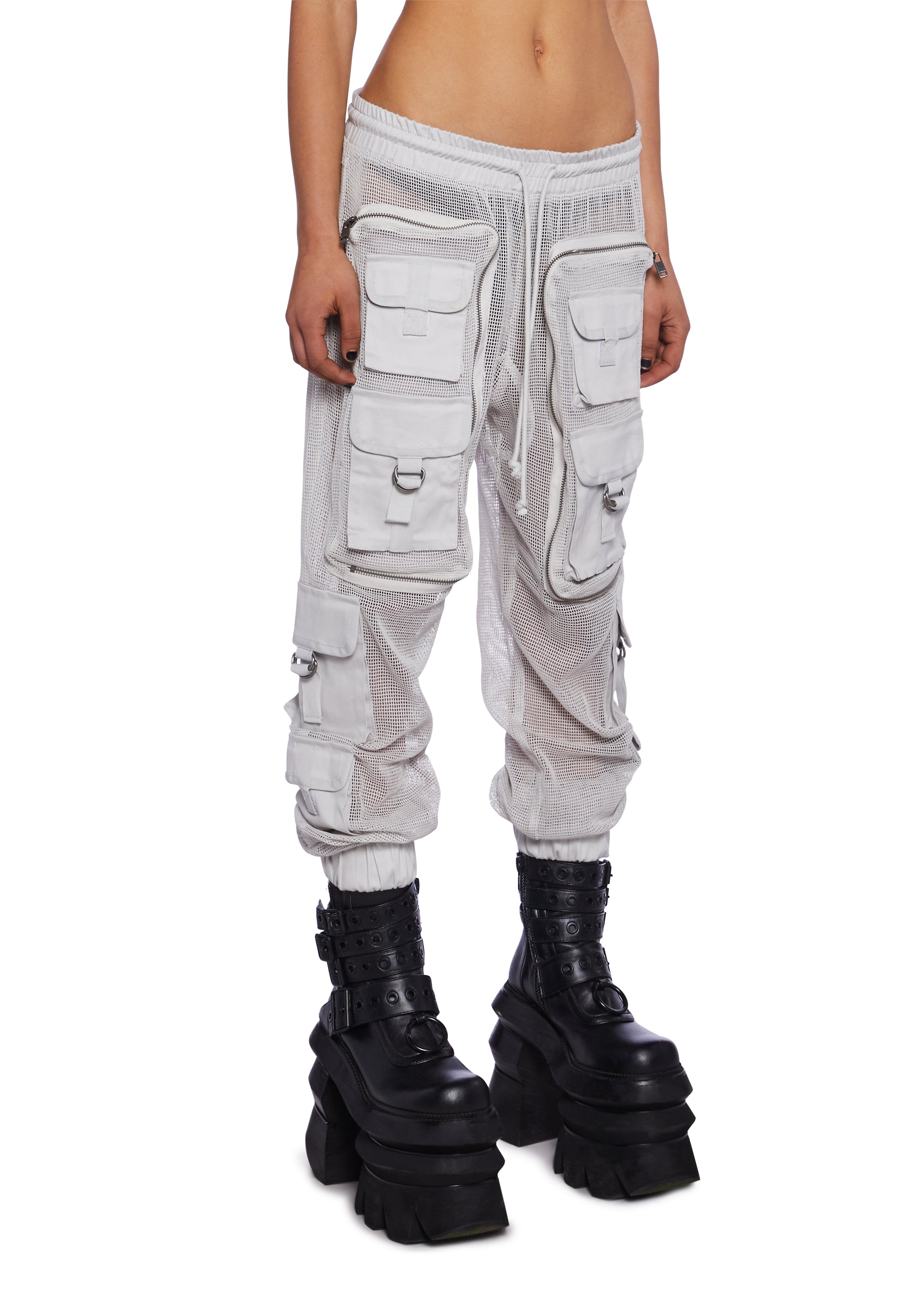Complex Nights Fishnet Cargo Pants - Gray - Image 3