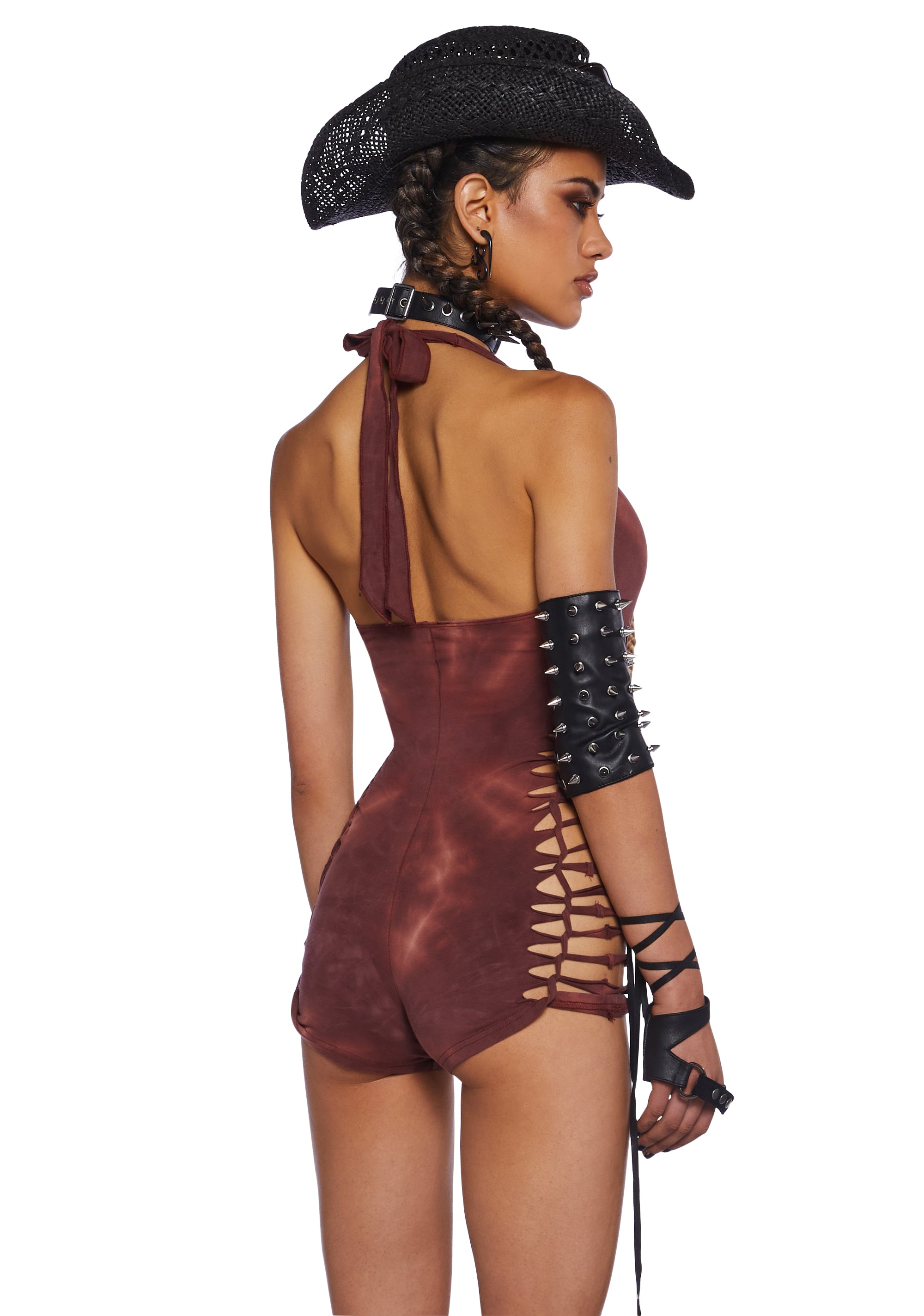 Endless Horizon Shredded Romper - Red - Image 4