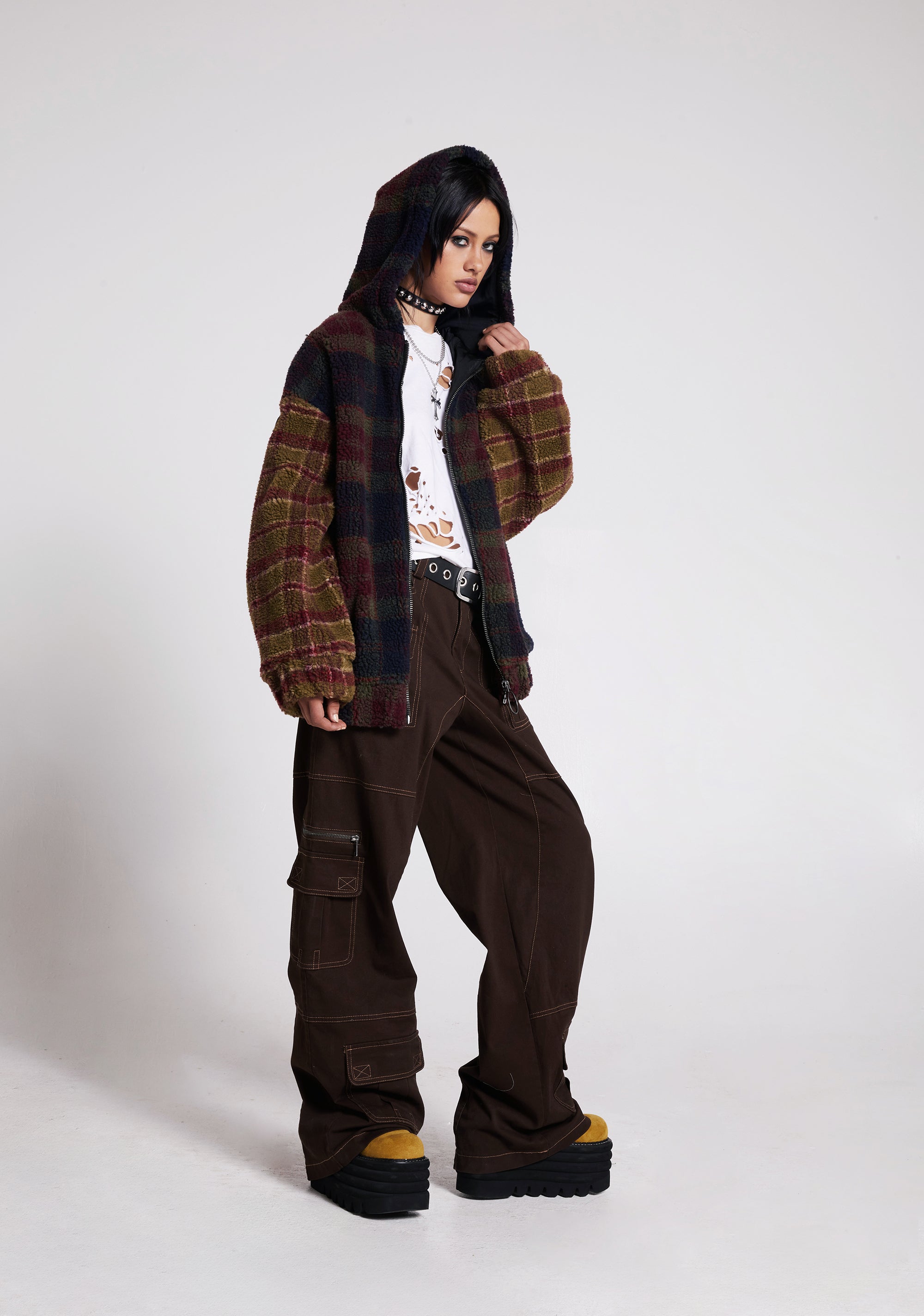 I Don’T Care Hooded Sherpa Jacket - Image 6
