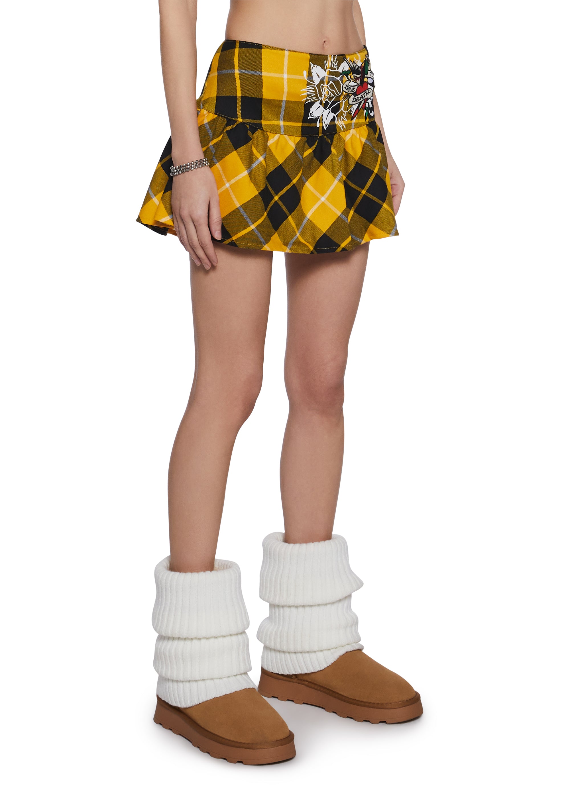 True Eagle Plaid Flare Miniskirt - Image 3