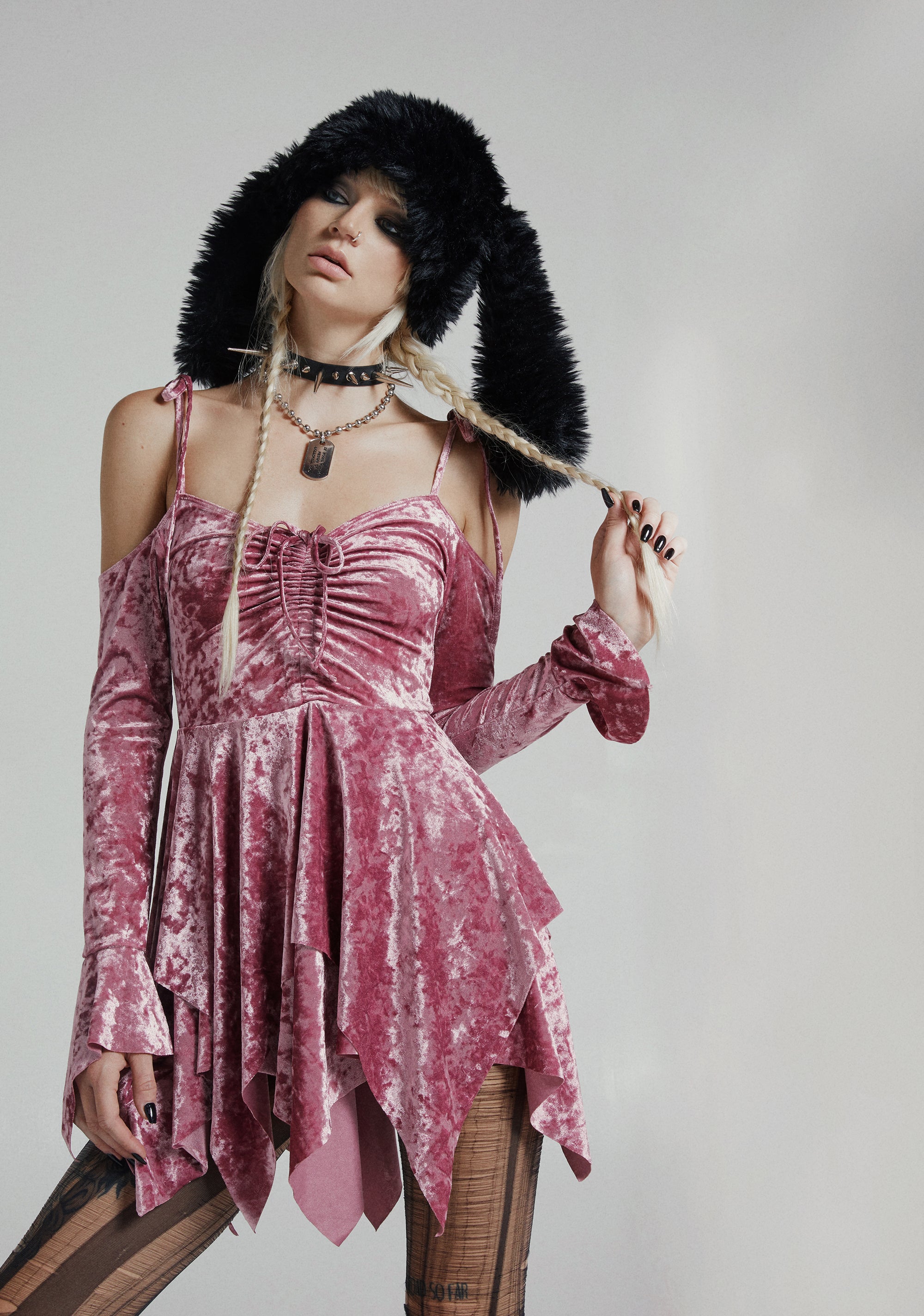 F Is For Fairies Handkerchief Dress - Mauve Velvet - Image 8