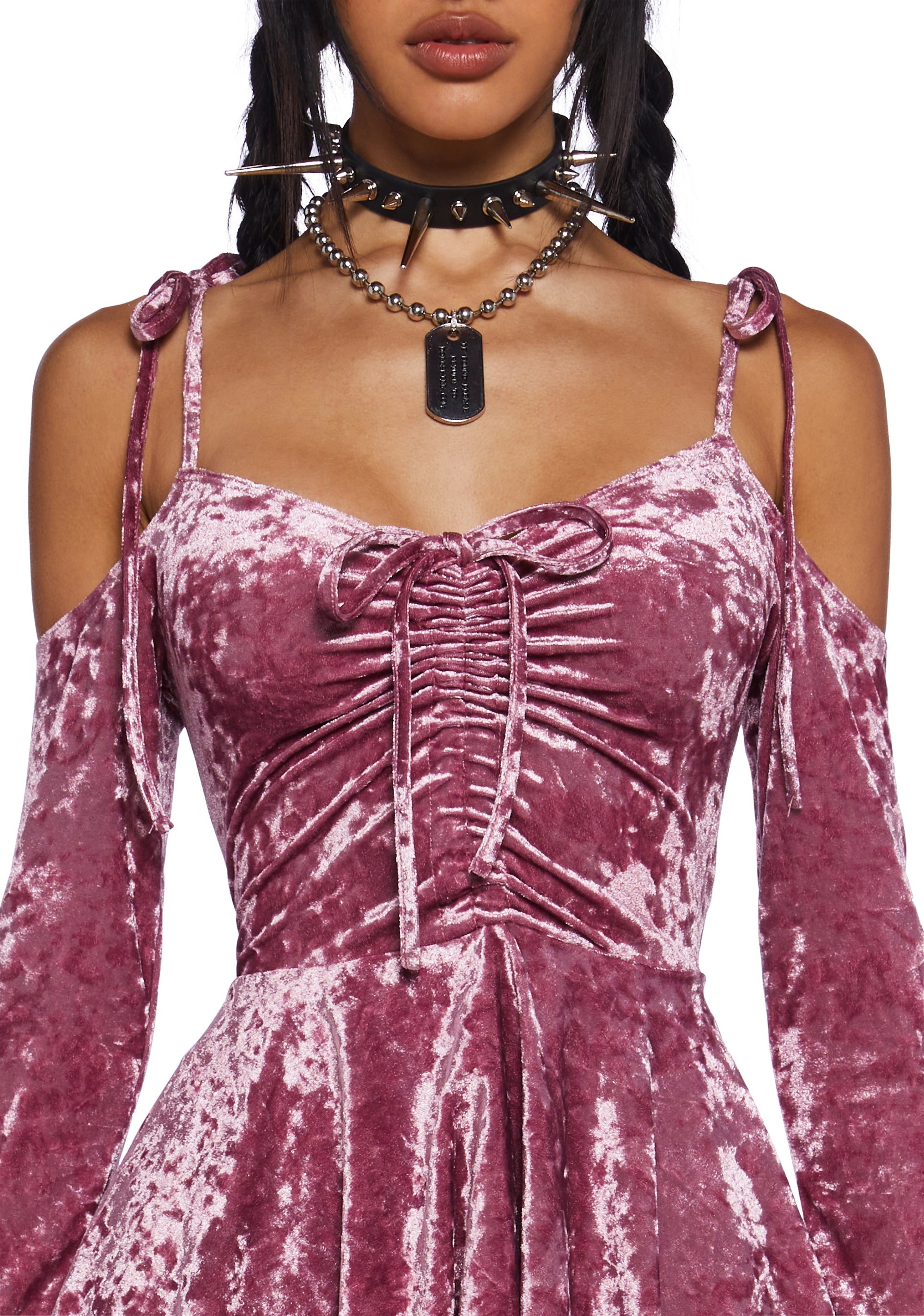 F Is For Fairies Handkerchief Dress - Mauve Velvet - Image 5