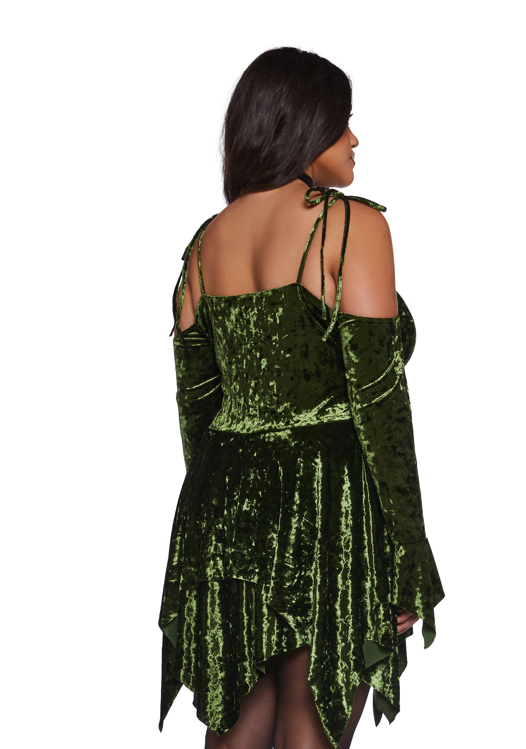 Plus F Is For Fairies Handkerchief Dress - Olive Velvet - Image 4