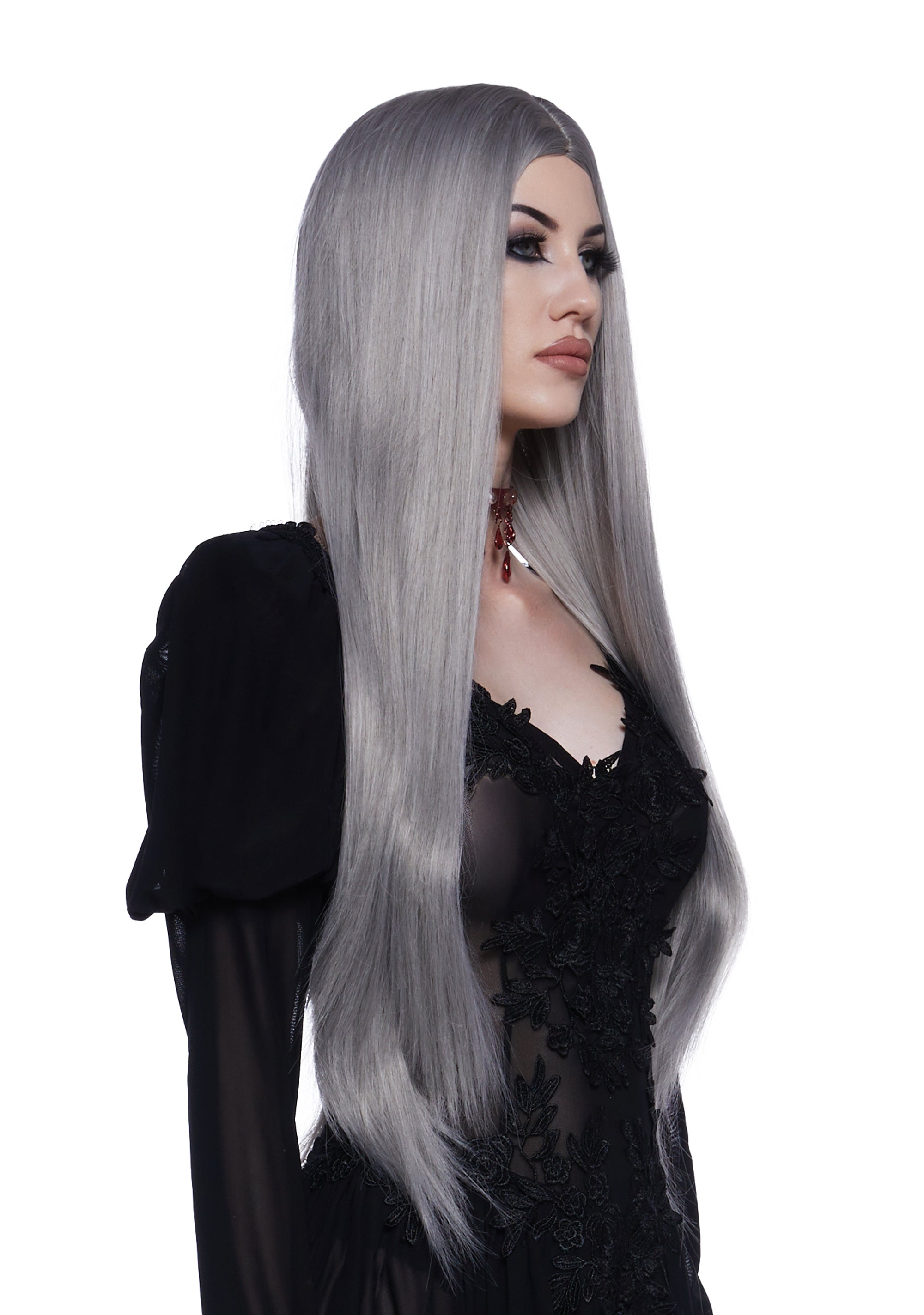 Straight Wig With Center Part - Gray - Image 2