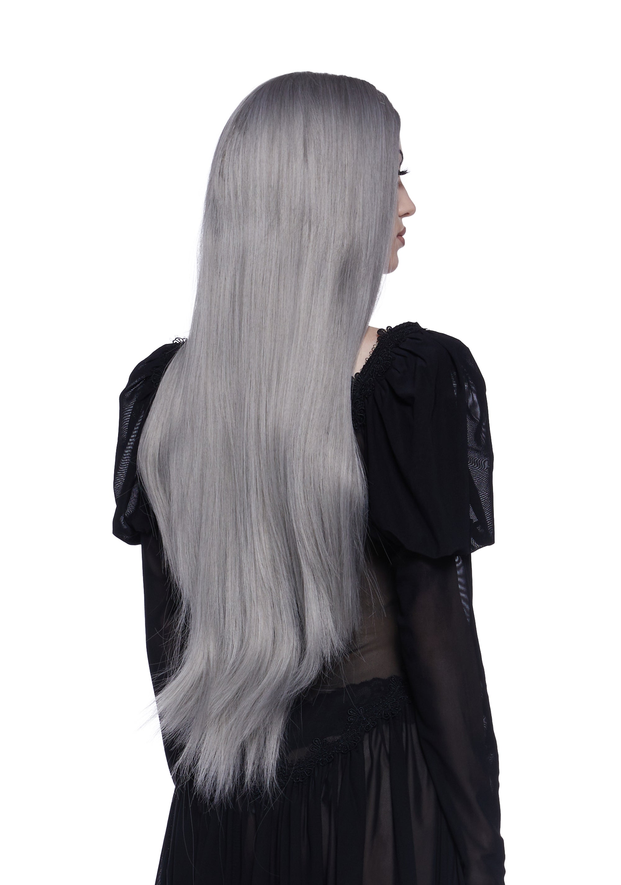 Straight Wig With Center Part - Gray - Image 3