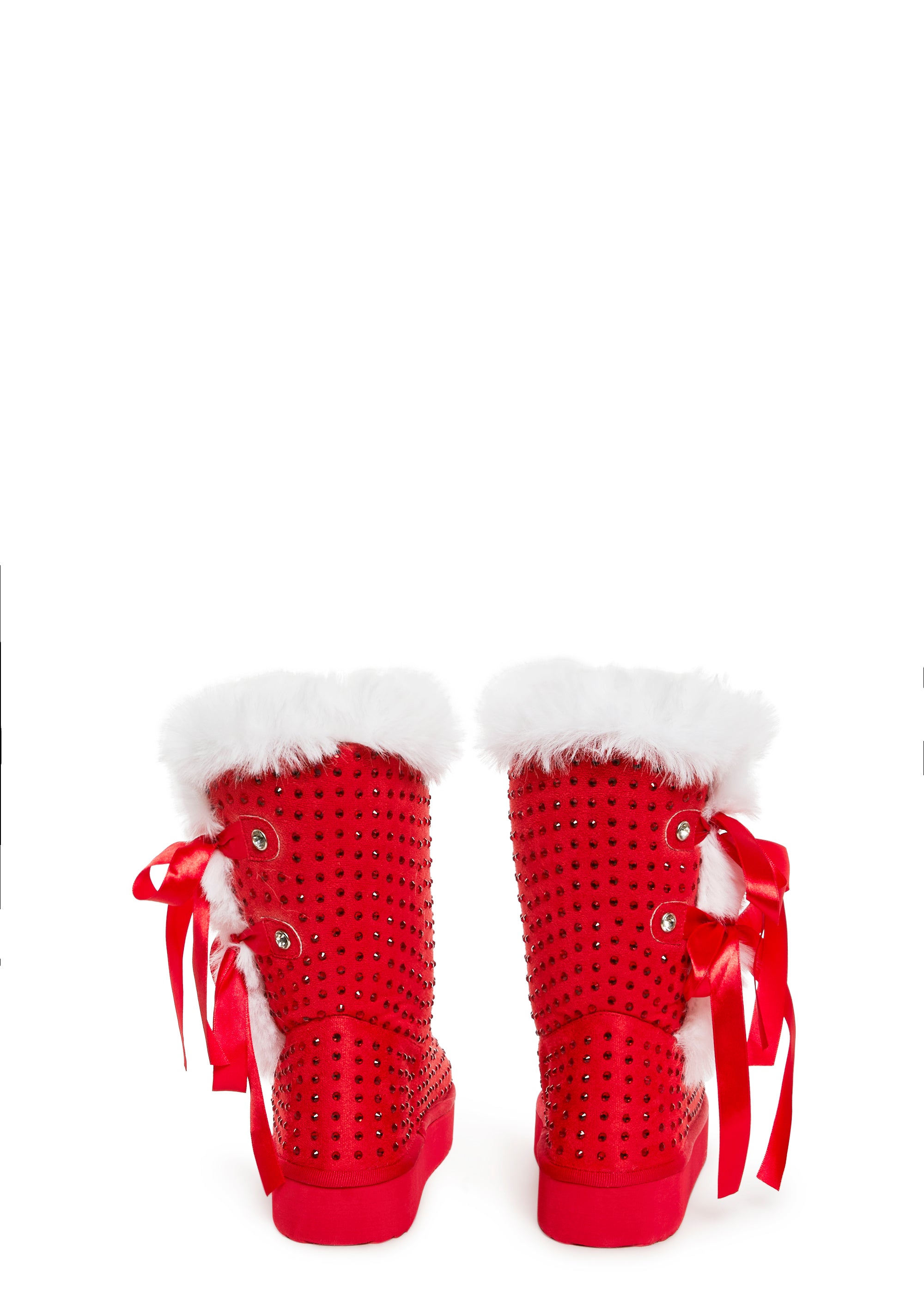 Snowflake Cadet Rhinestone Booties - Red - Image 4
