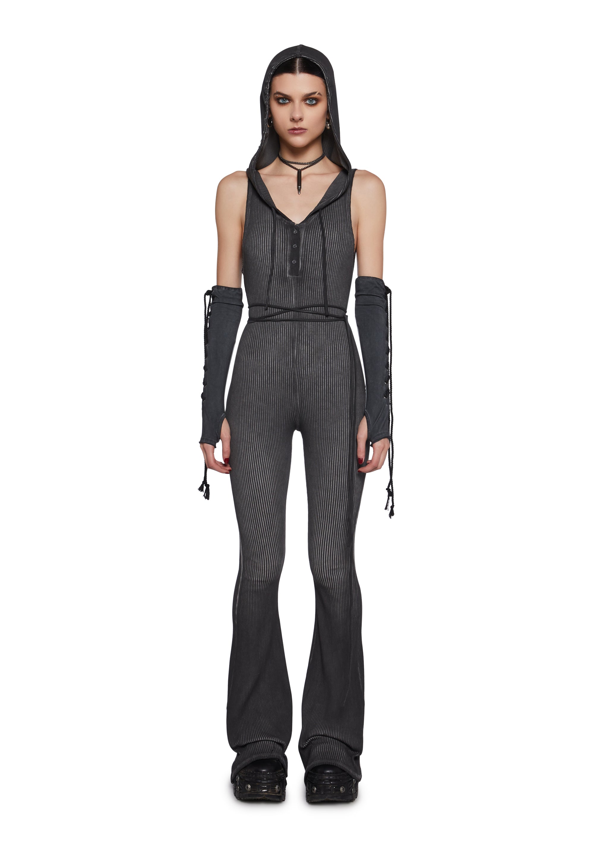 Warp Knit Hooded Jumpsuit - Image 6