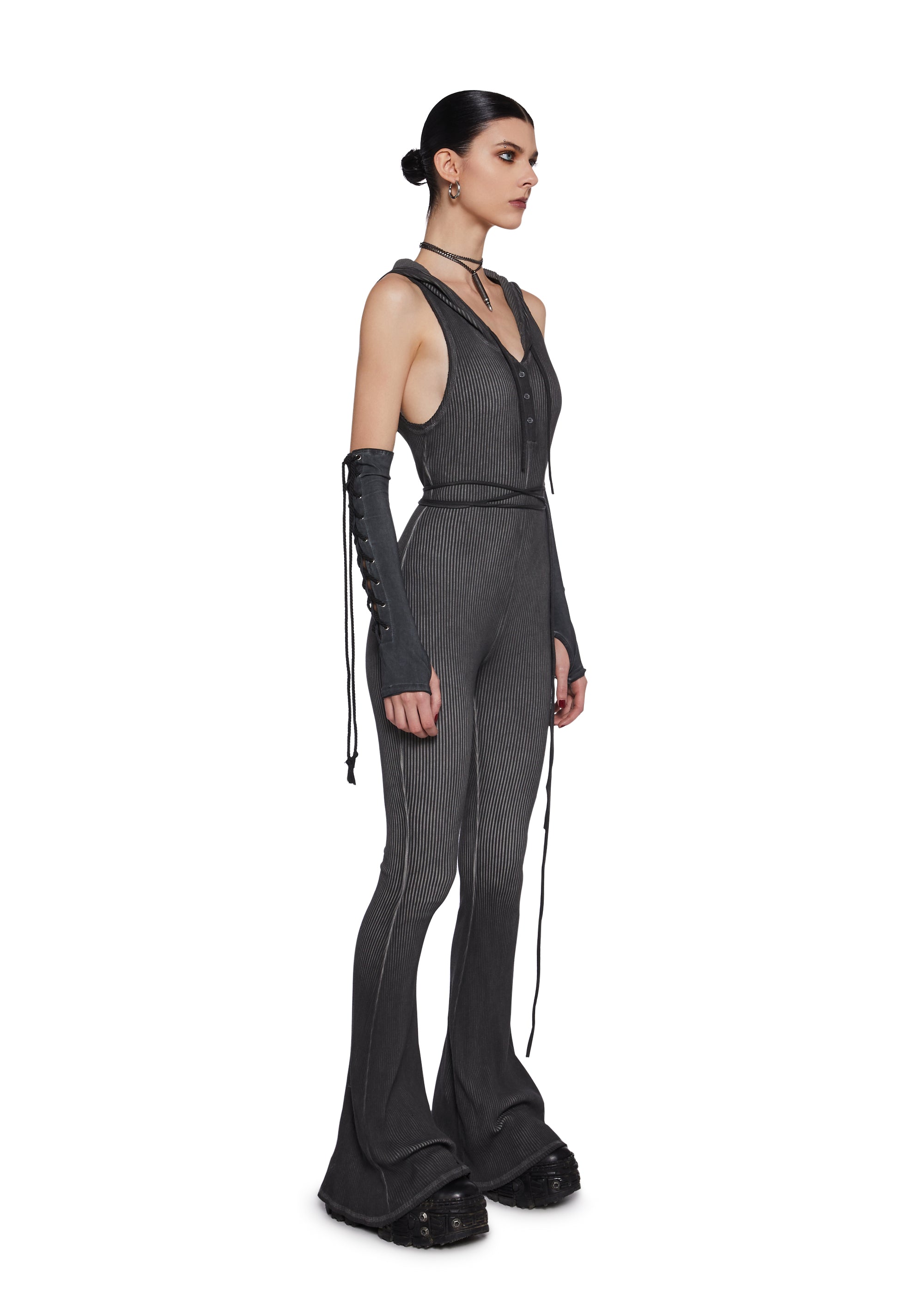 Warp Knit Hooded Jumpsuit - Image 3