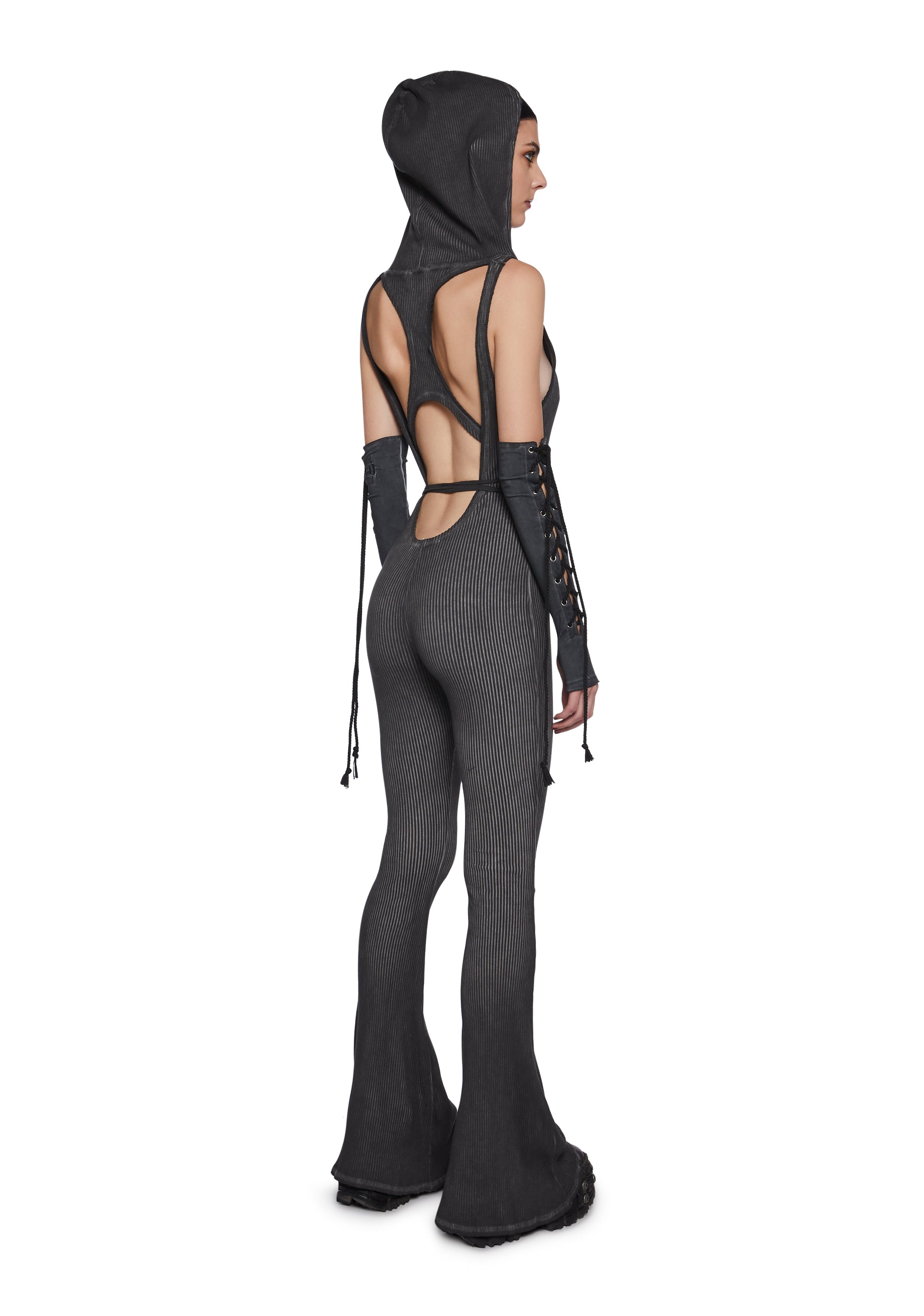 Warp Knit Hooded Jumpsuit - Image 4