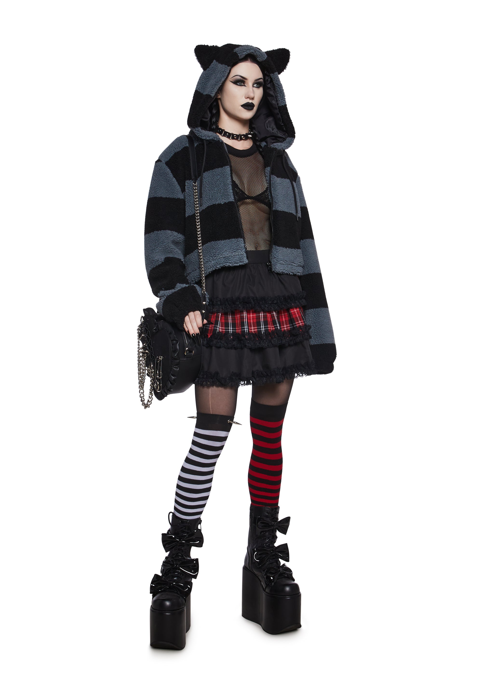 Alternative view of Black Cat Energy Hooded Sherpa Jacket