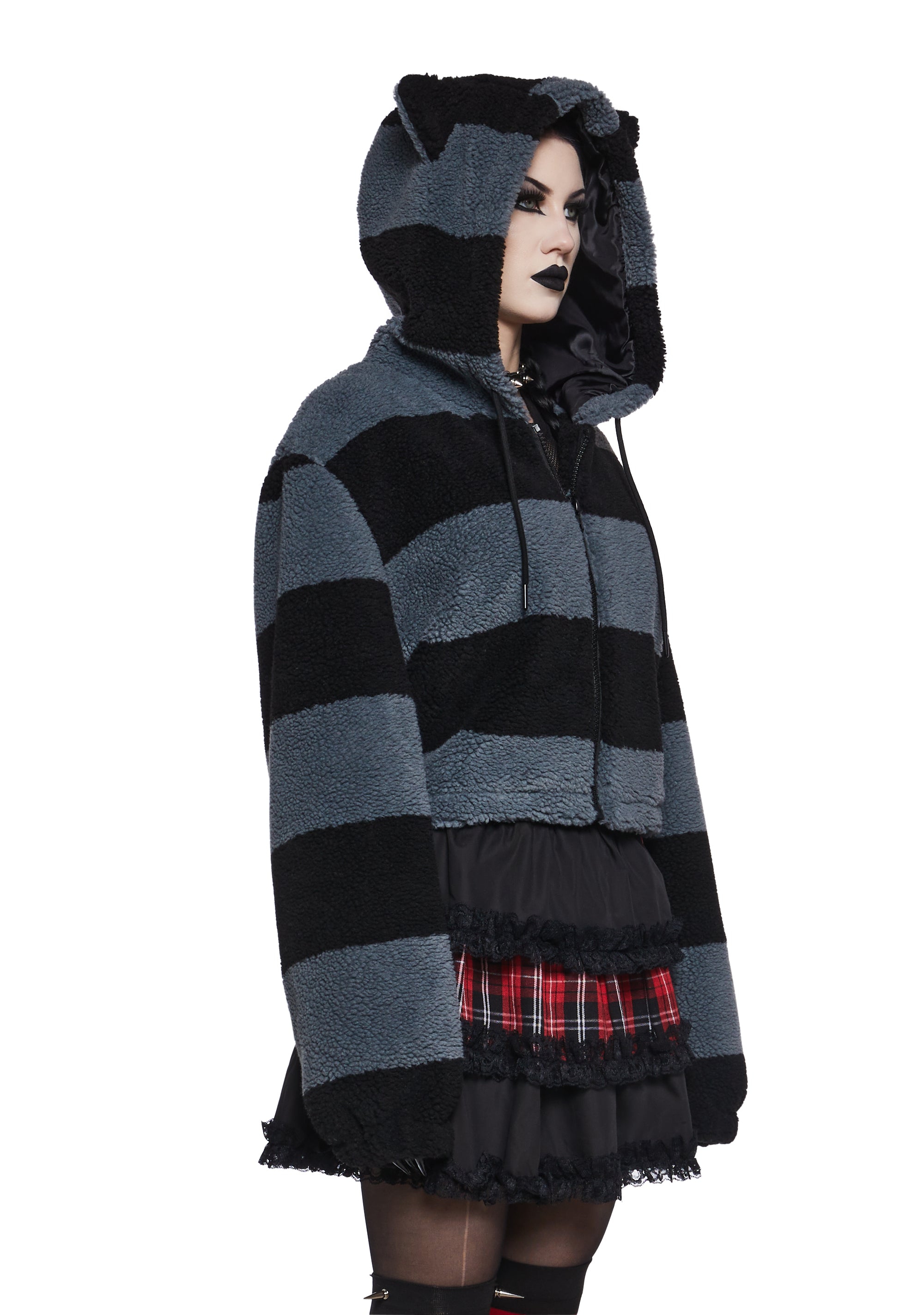 Black Cat Energy Hooded Sherpa Jacket - Image 3