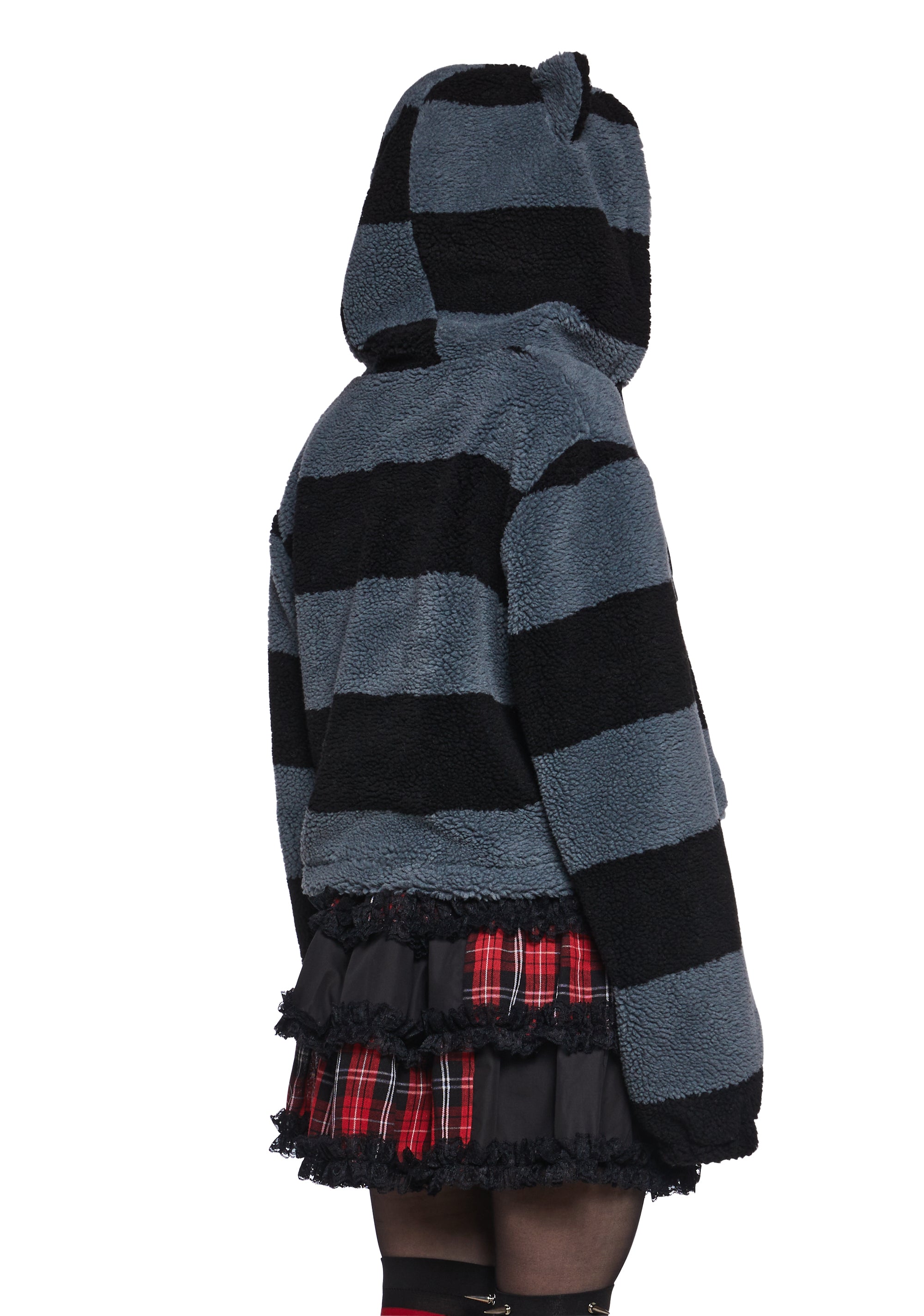 Black Cat Energy Hooded Sherpa Jacket - Image 4