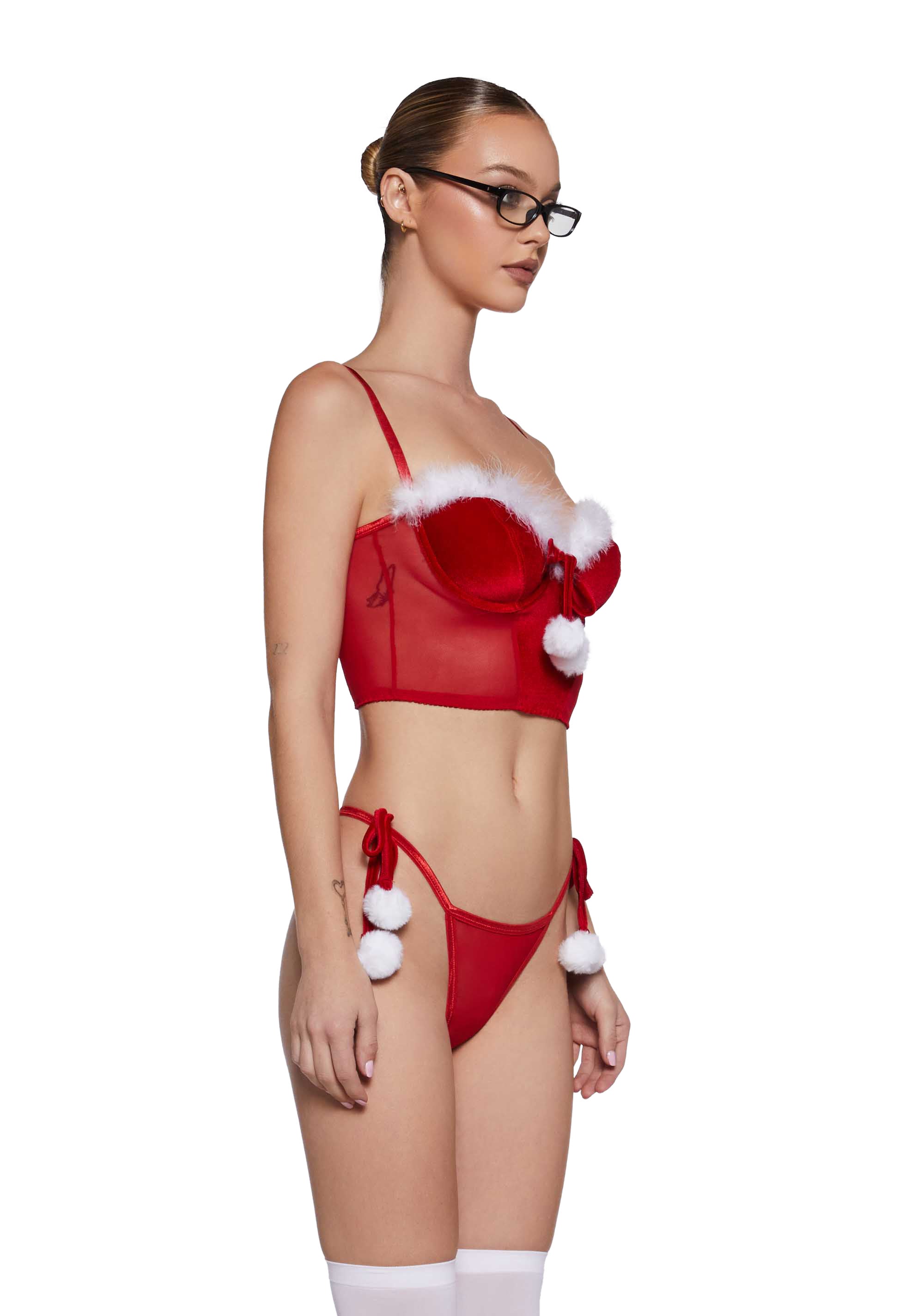 Frosty Bite Lingerie Set - Red - Image 3
