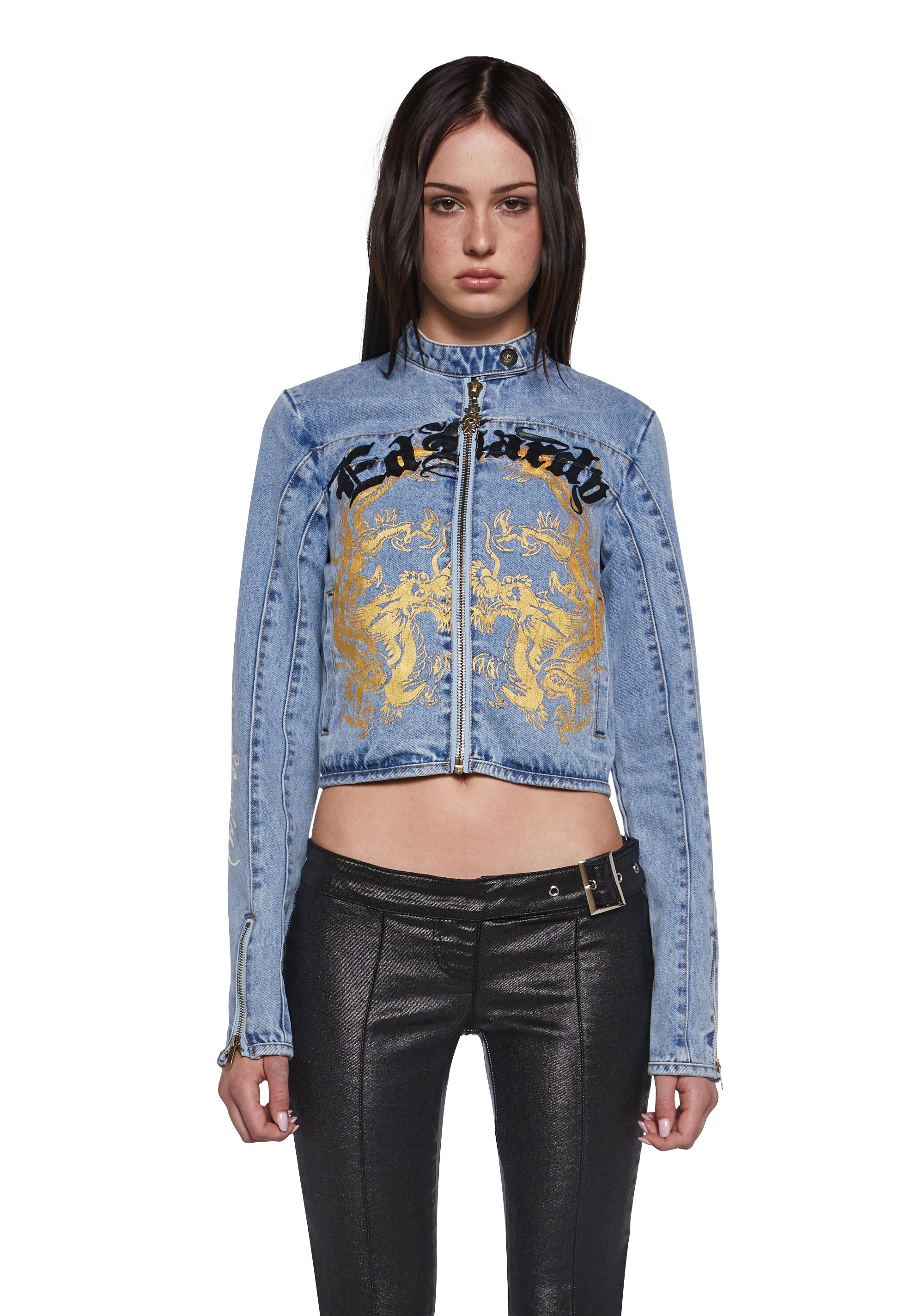 Dragon Panther Denim Moto Jacket - Image 4