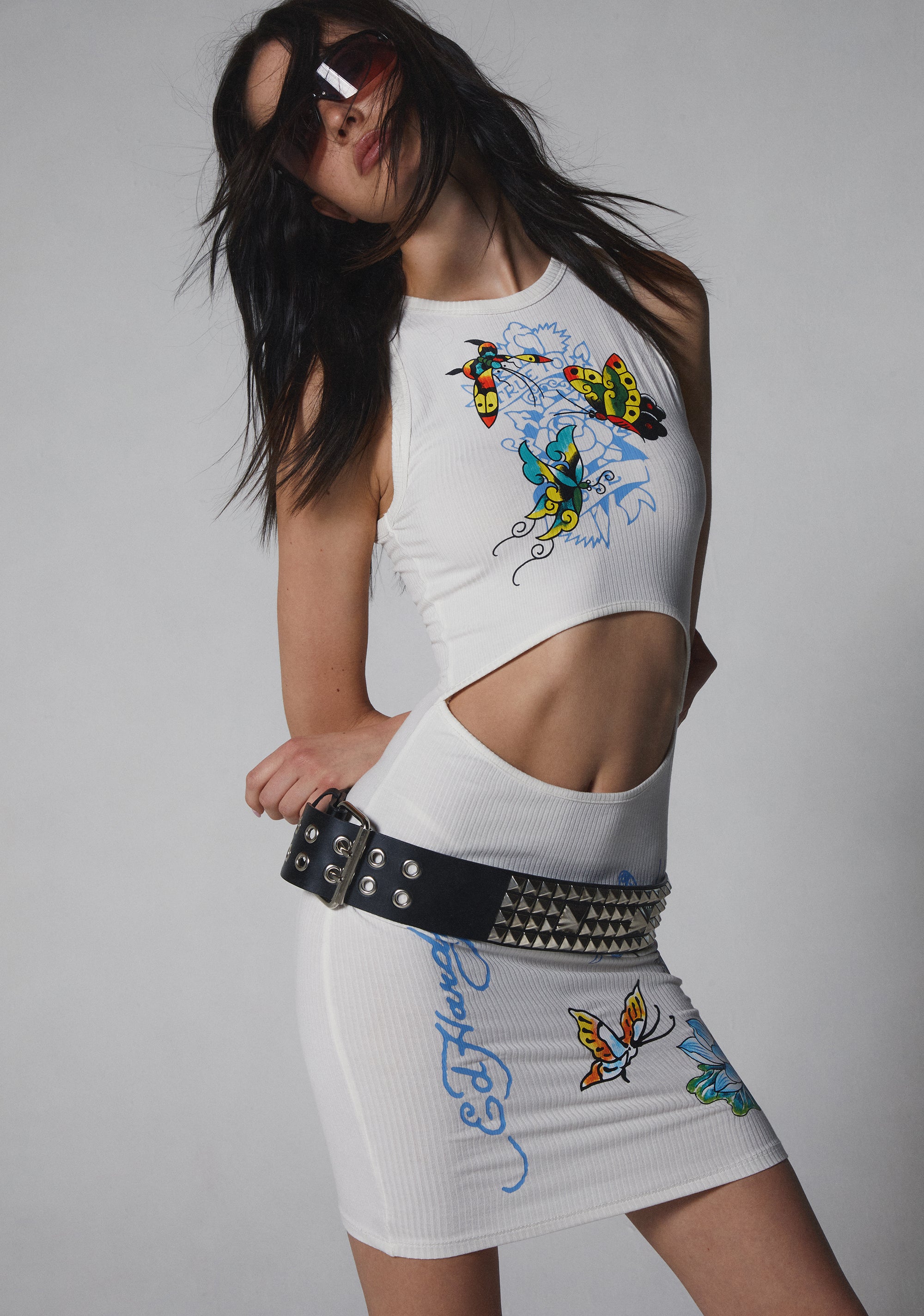 Butterfly Cut Out Ribbed Dress - Image 7