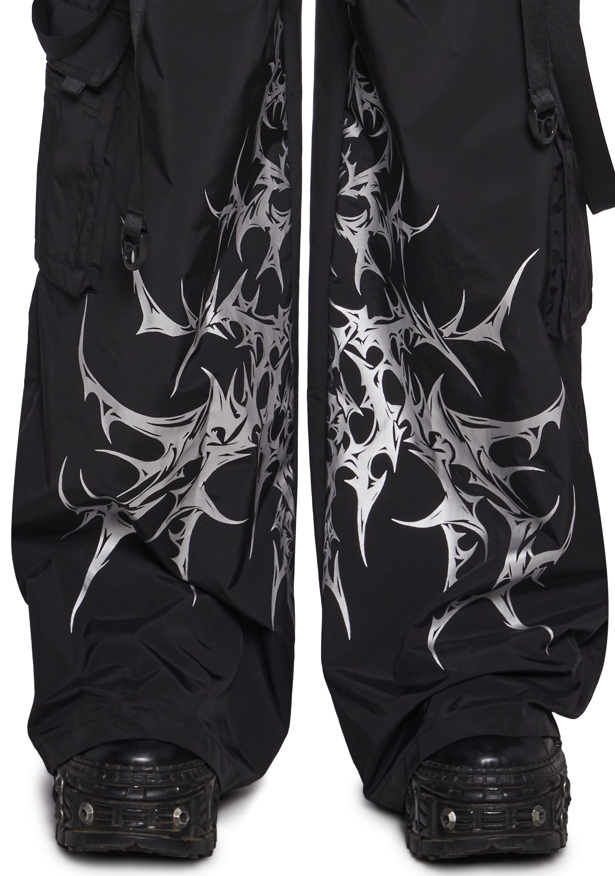 Cyber Noir Wide Leg Cargo Pants - Image 5