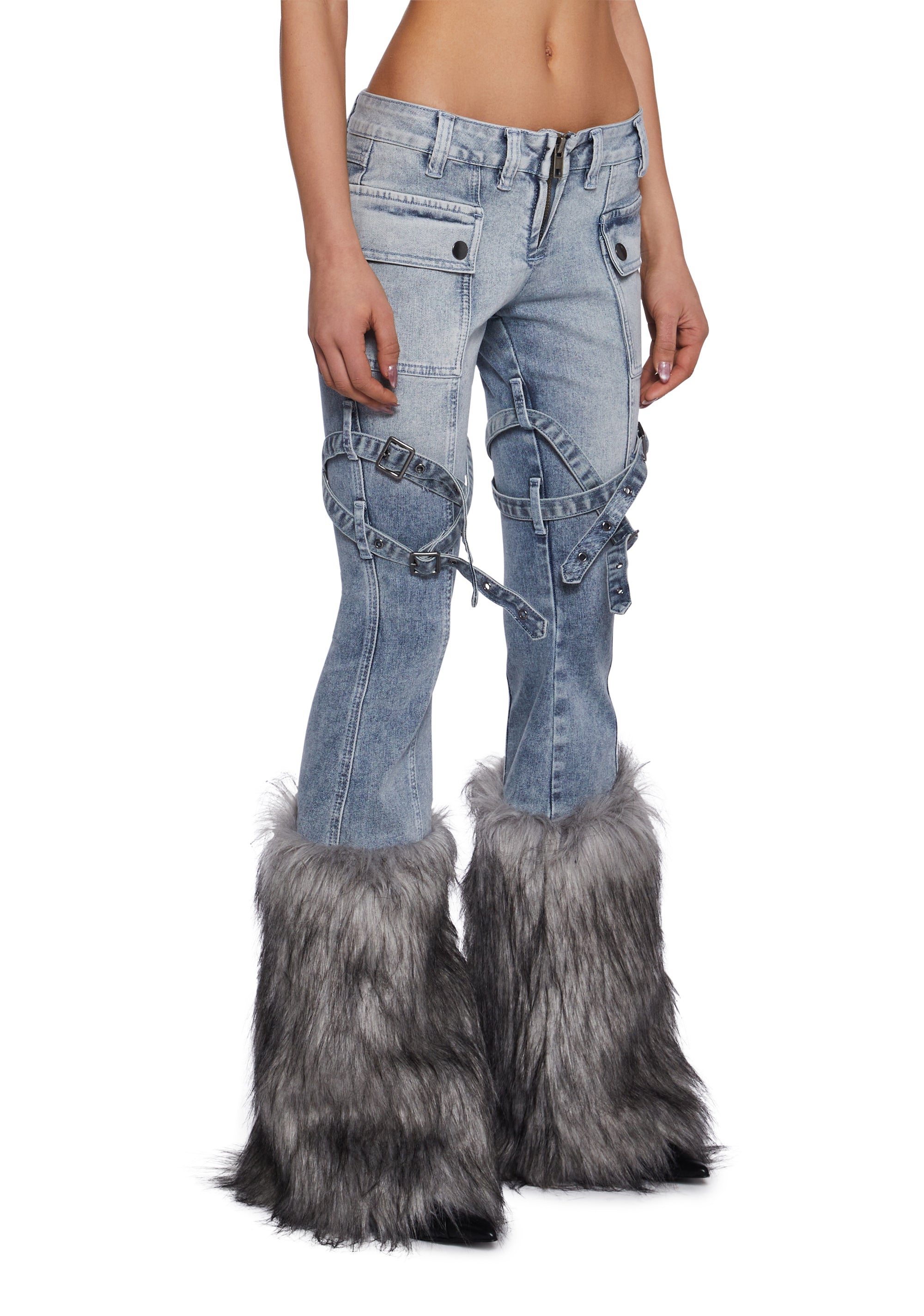 Gigi Faux Fur Denim Jeans - Image 3