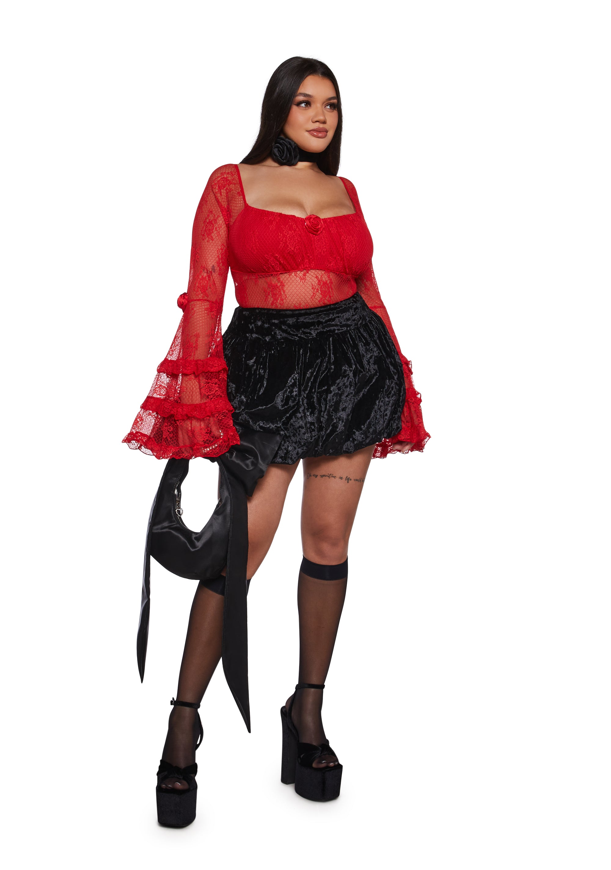 True Love Nonsense Lace Bodysuit - Red - Image 7