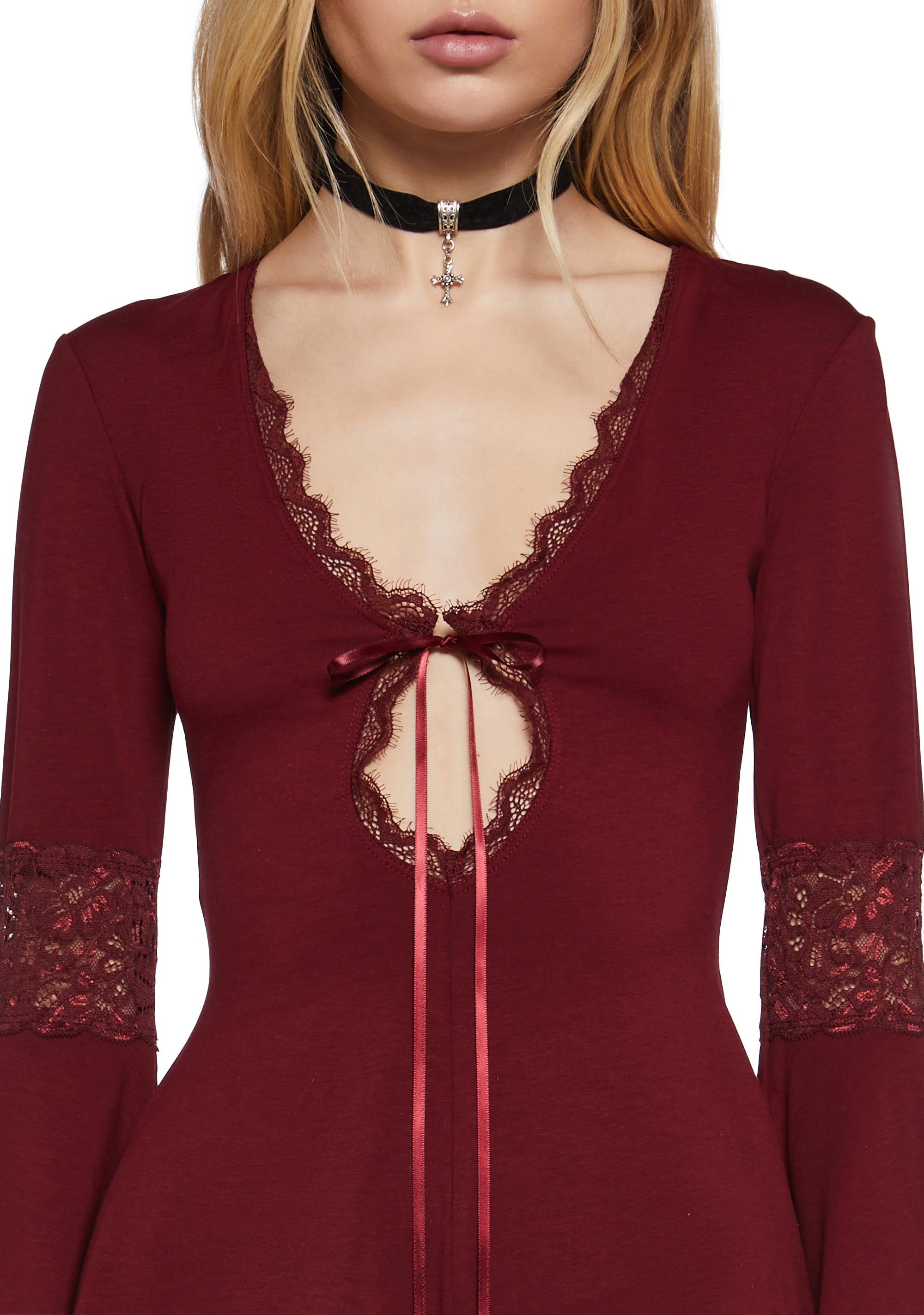 Whispering Wind Romper - Burgundy - Image 5