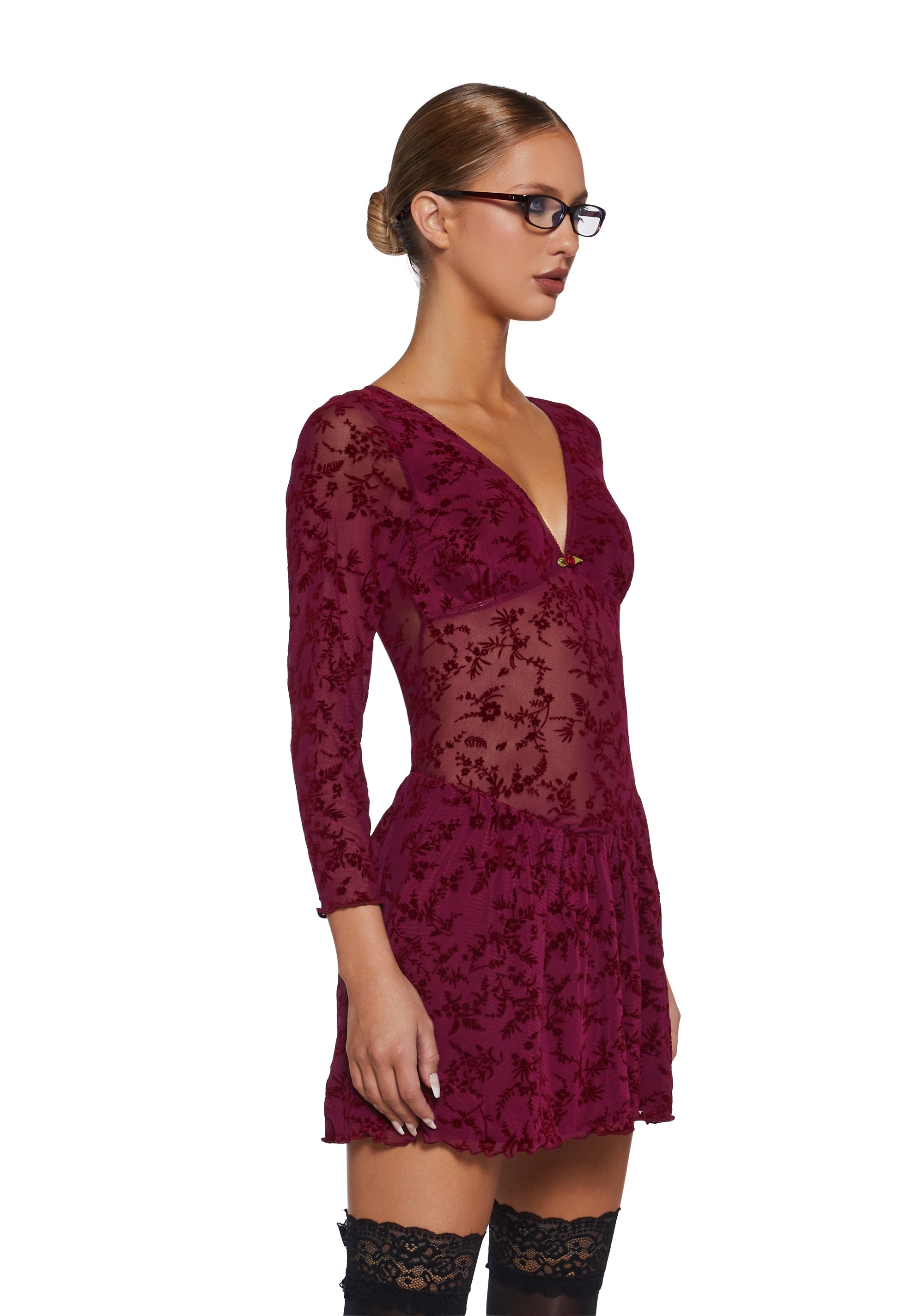 Letters Never Sent Mini Dress - Dark Red - Image 3