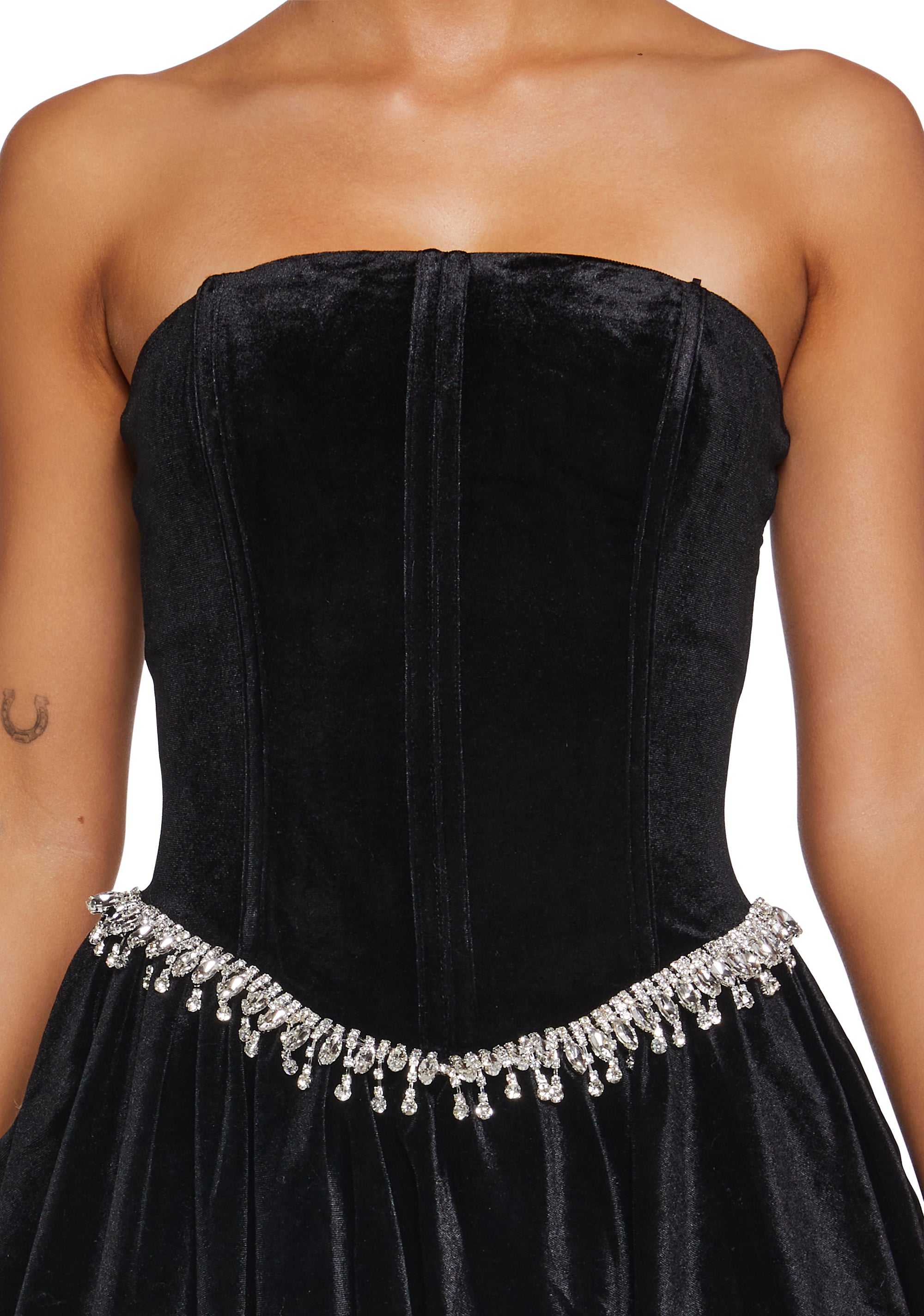 Tinsel Event Velvet Dress - Black - Image 5