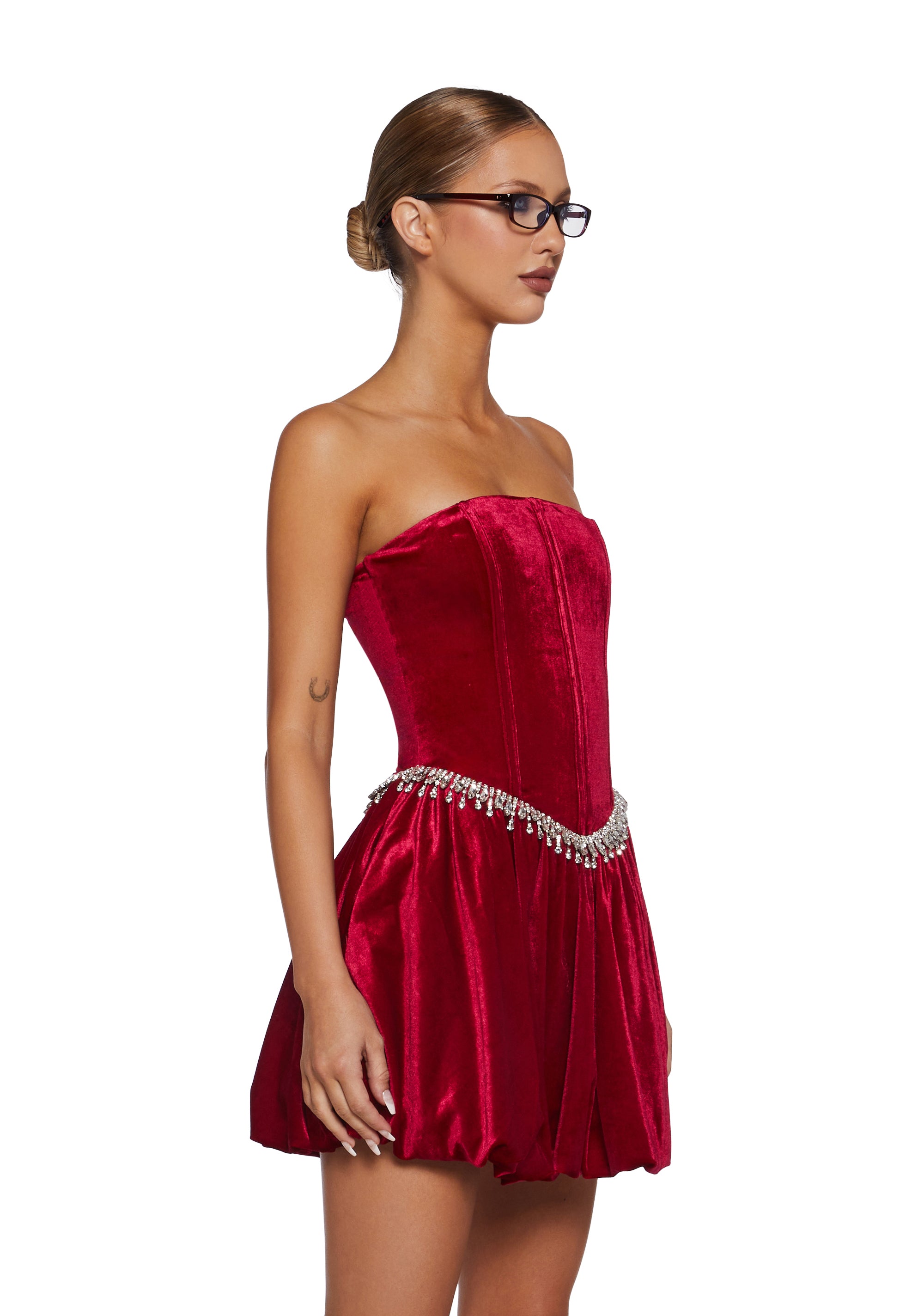 Tinsel Event Velvet Dress - Red - Image 3