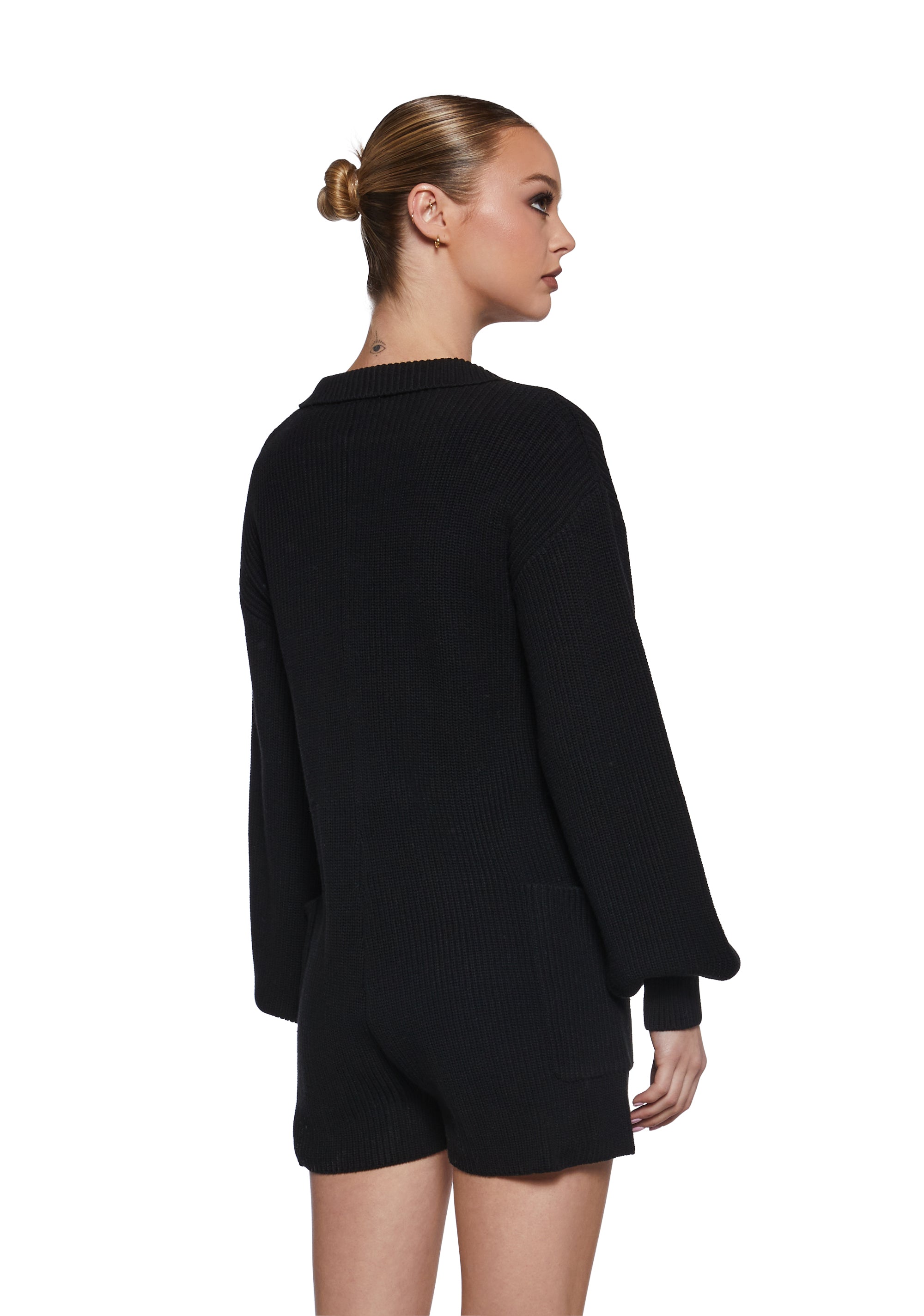 Cozy Weekends Knit Romper - Black - Image 4