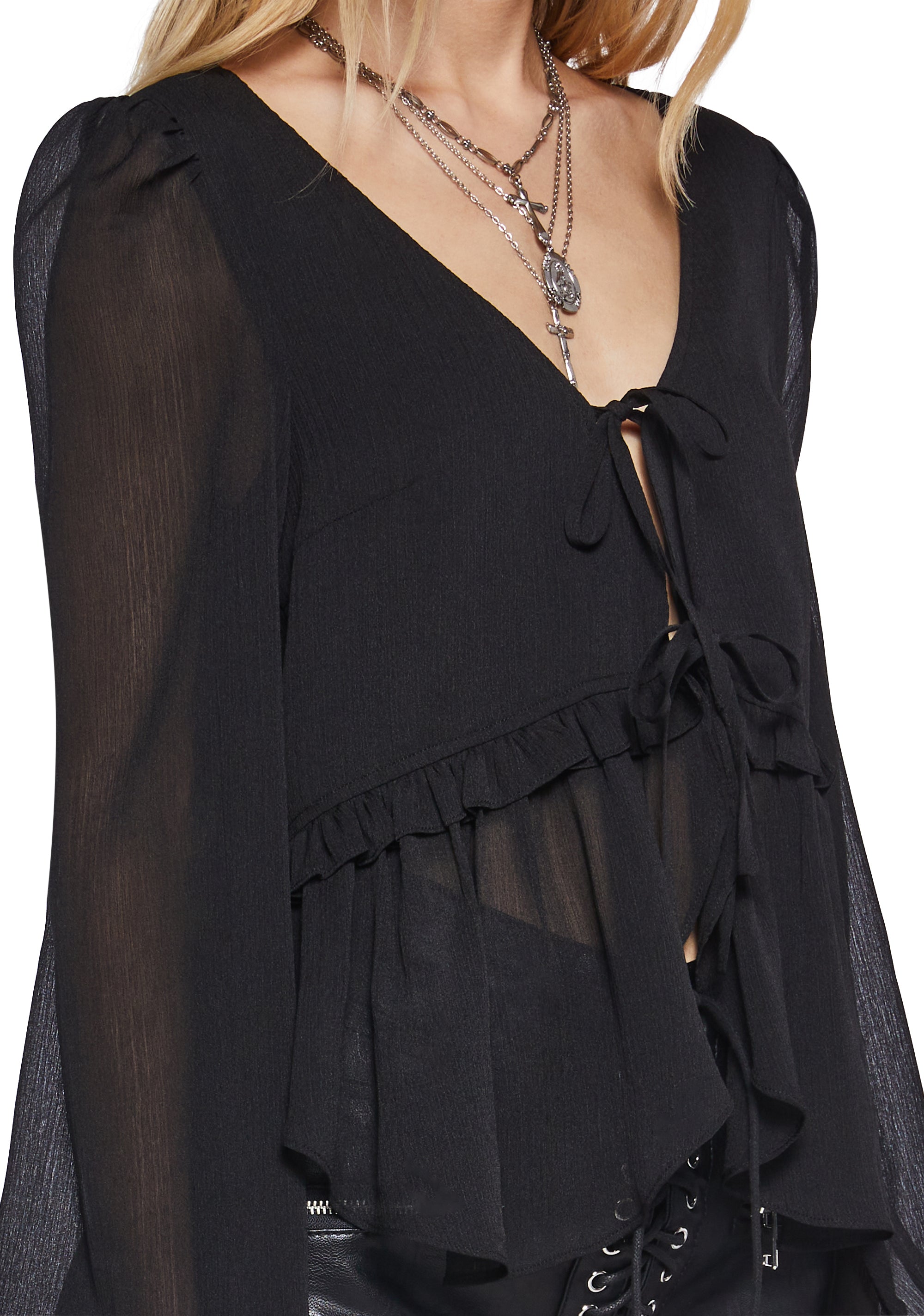 Forever Me Peasant Top - Black - Image 5