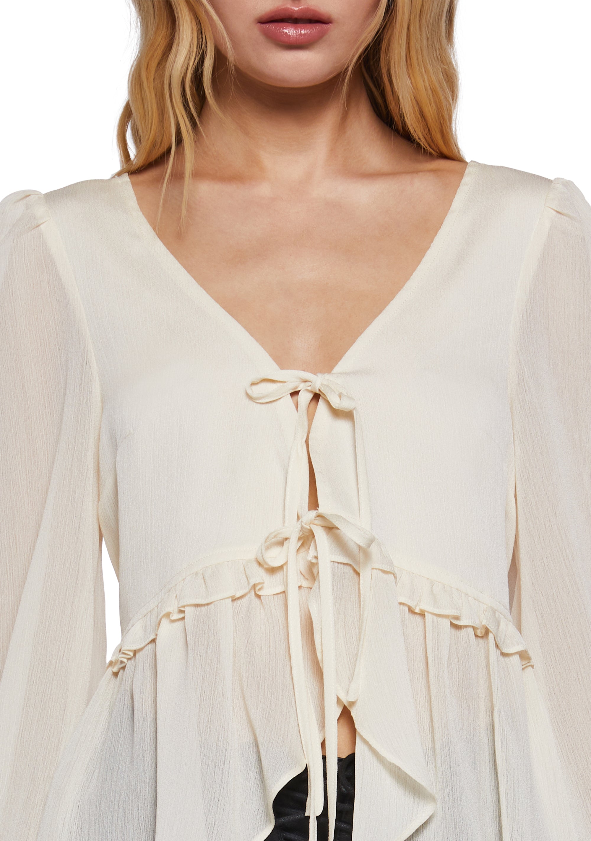 Forever Me Peasant Top - Off White - Image 5