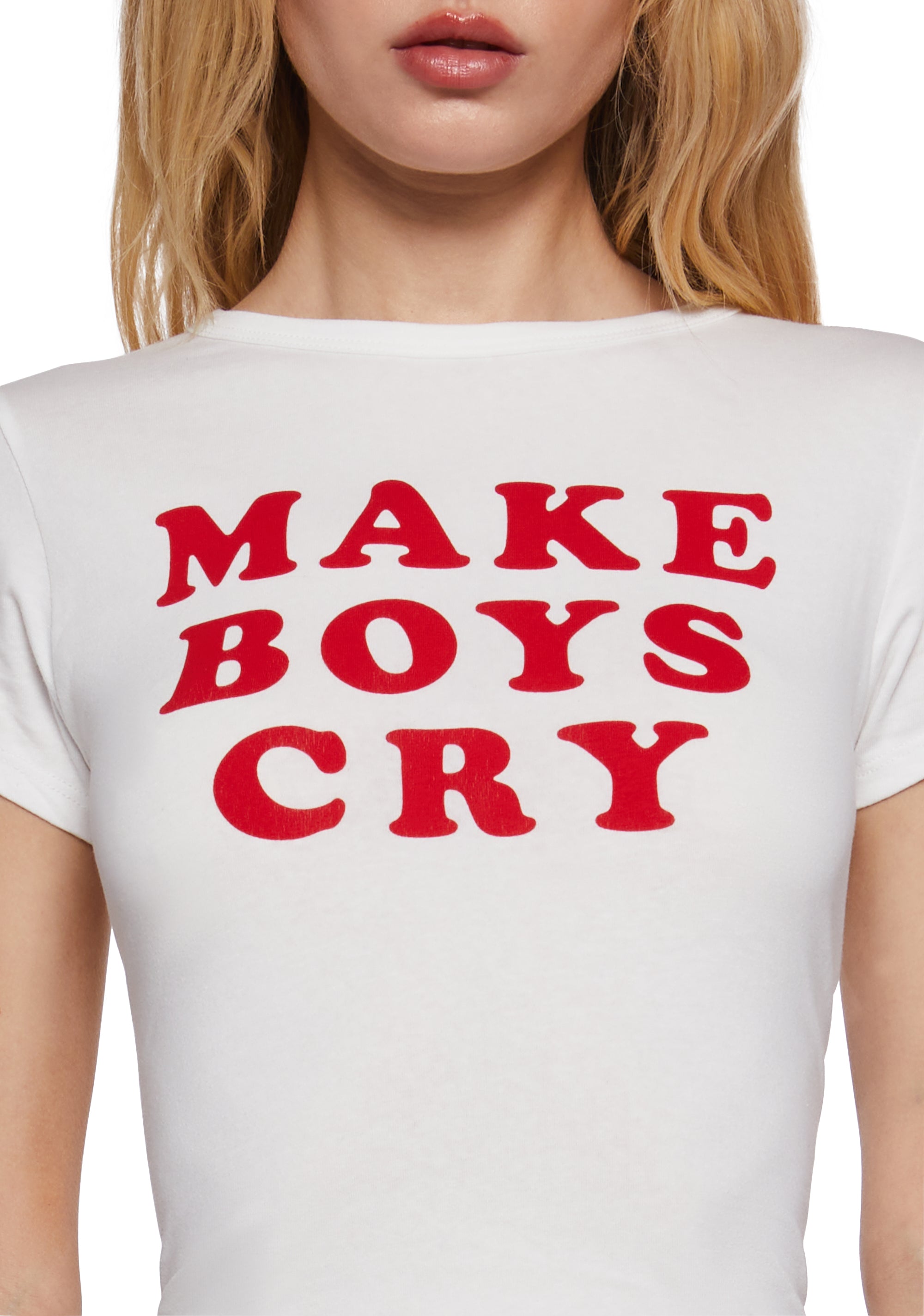 Cute Boy Tears Graphic Tee - White - Image 5