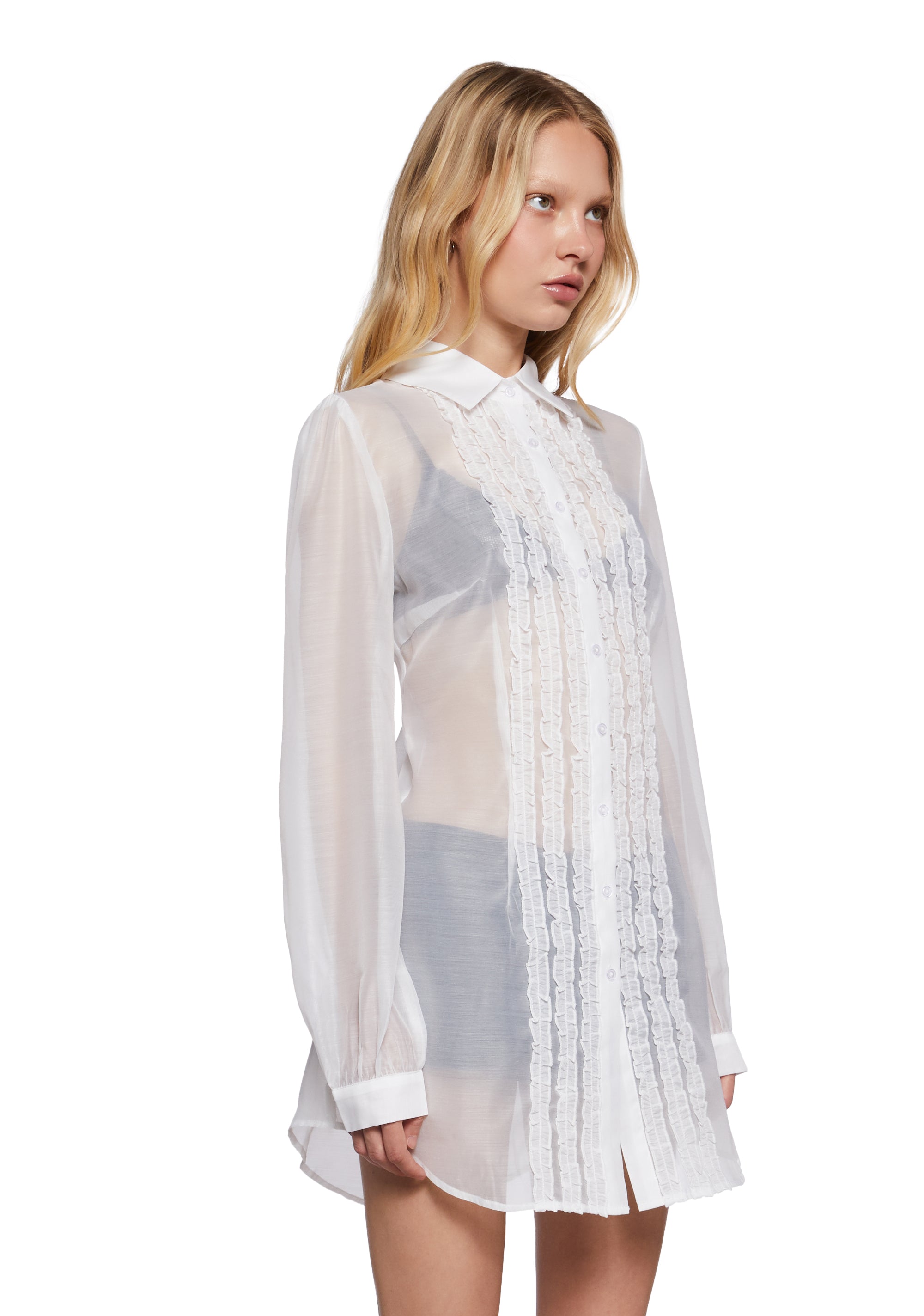 I Totally Paused Sheer Top-White - Image 3