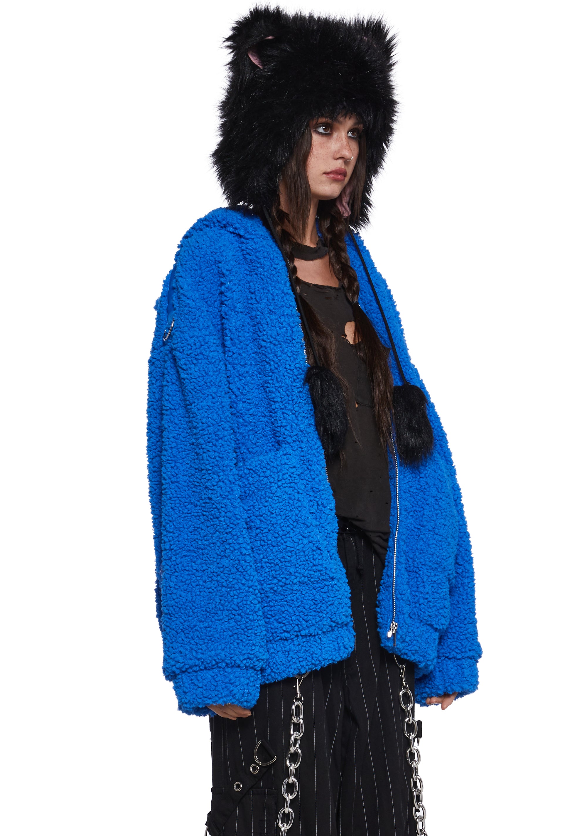 Azure Blissful Misery Hooded Sherpa Jacket - Image 3