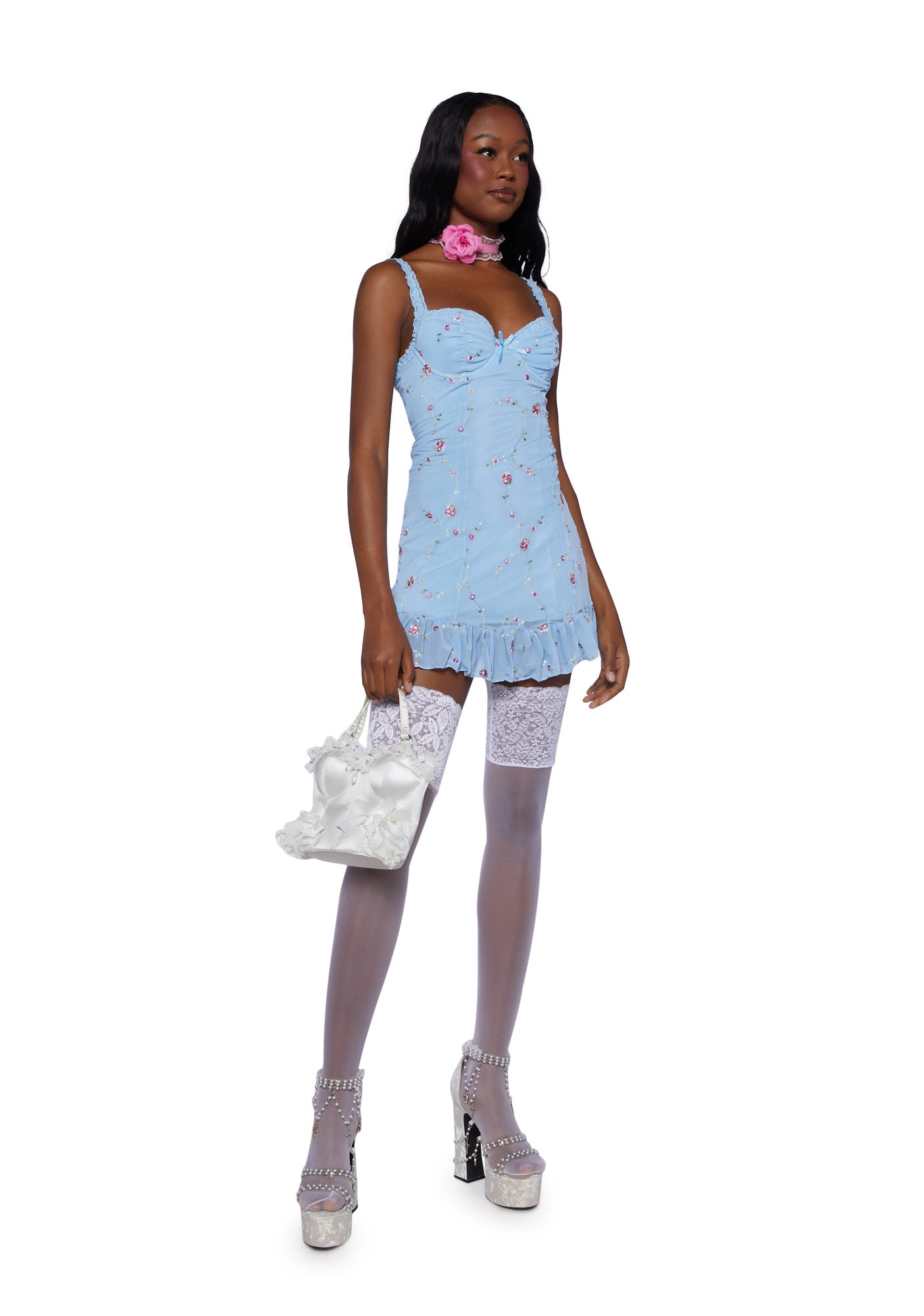 I'm Baby Mini Slip Dress - Light Blue - Image 2