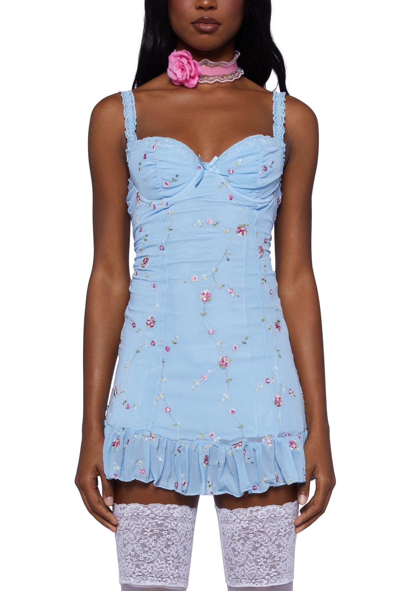 I'm Baby Mini Slip Dress - Light Blue - Image 5