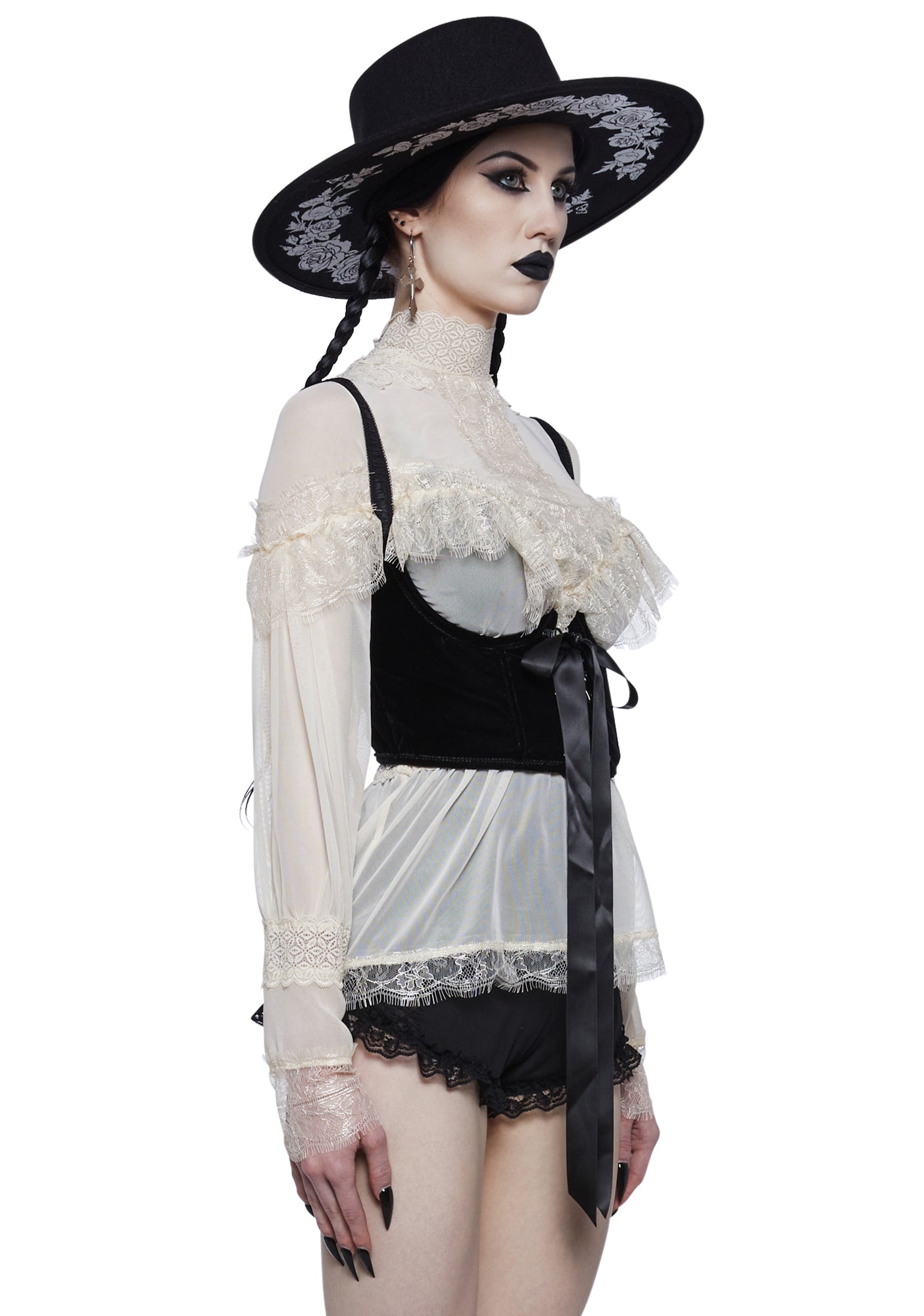 Fall From Grace Velvet Underbust Corset - Image 4