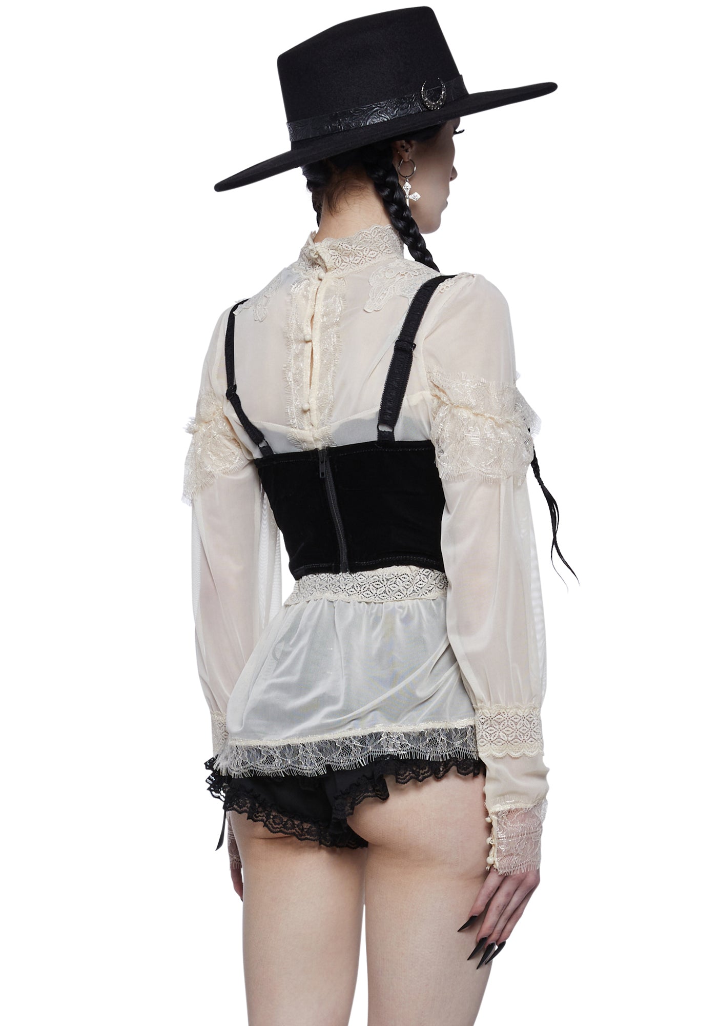 Fall From Grace Velvet Underbust Corset - Image 3