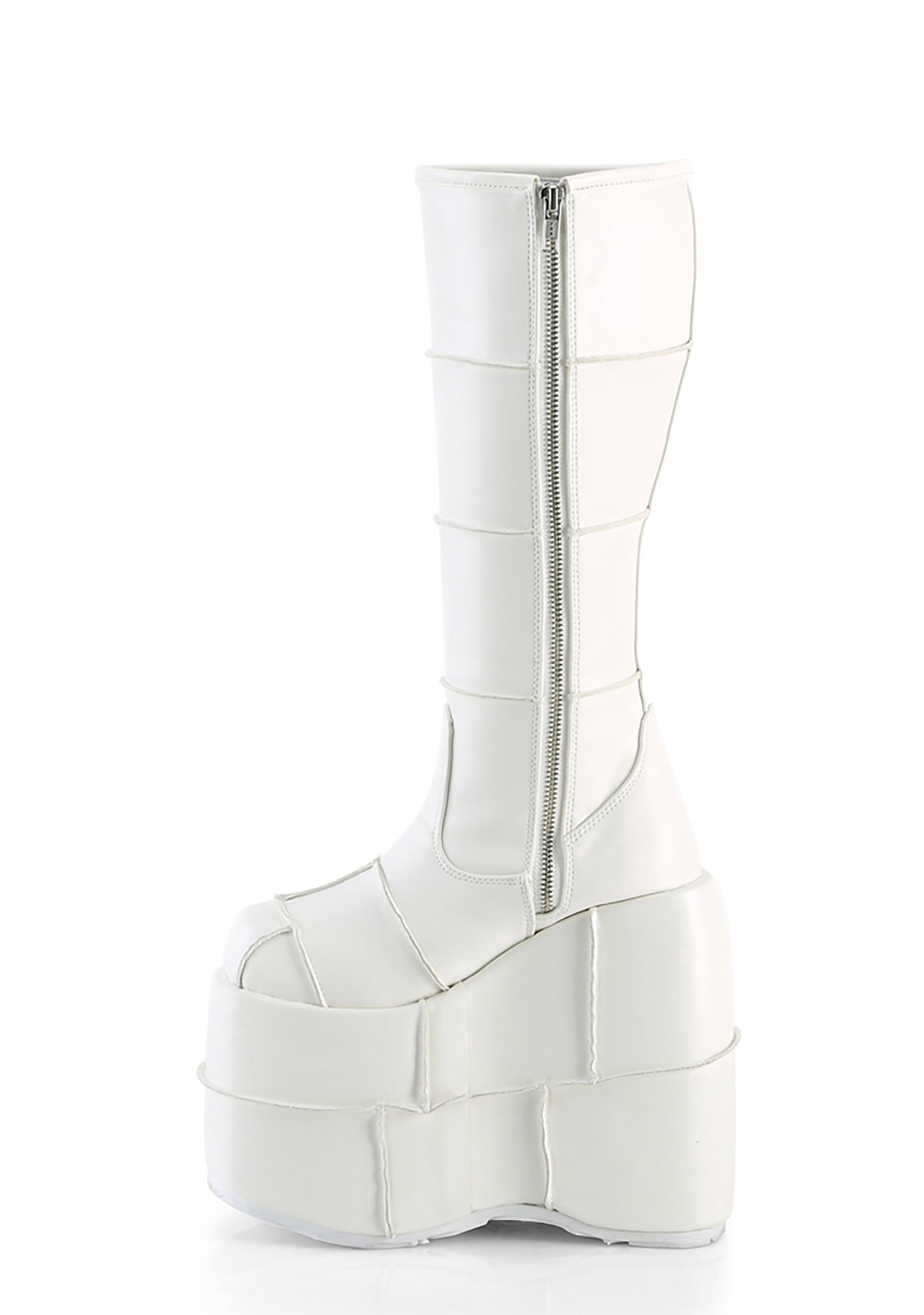 White Stack Platform Boots - Image 4