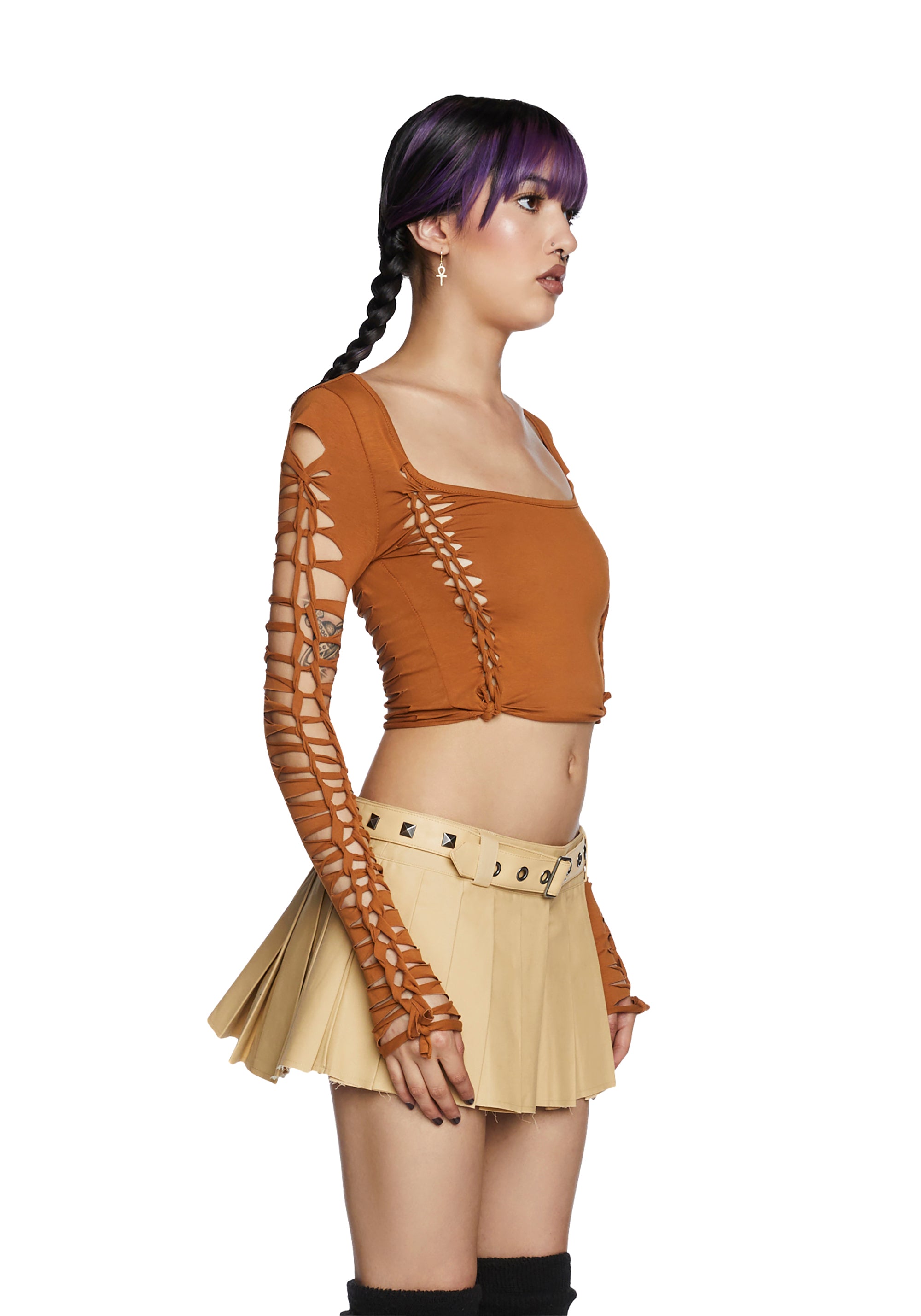 Alternative Spells Long Sleeve Top - Light Brown - Image 4